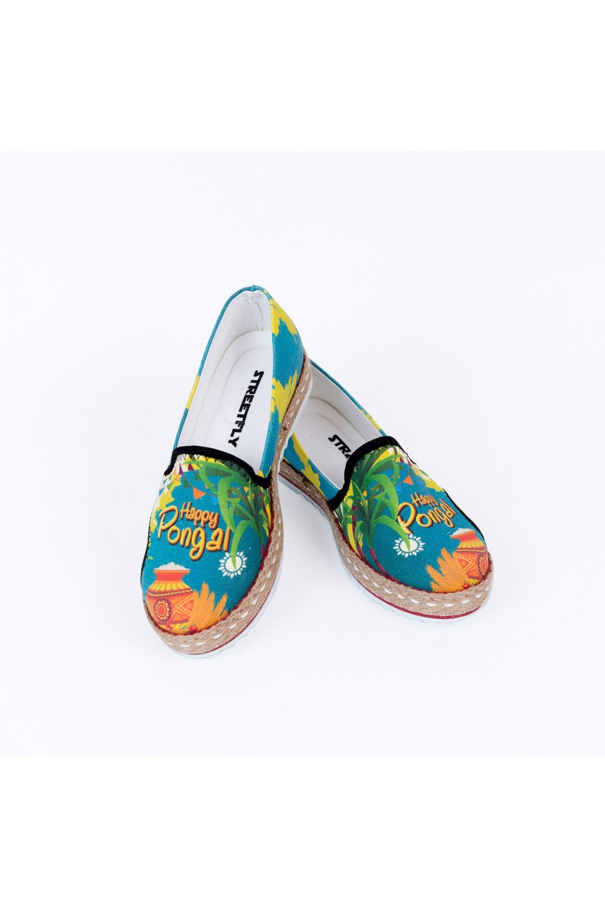 Baskılı Renkli Flamingo Tasarım Keten Kadın Sneaker