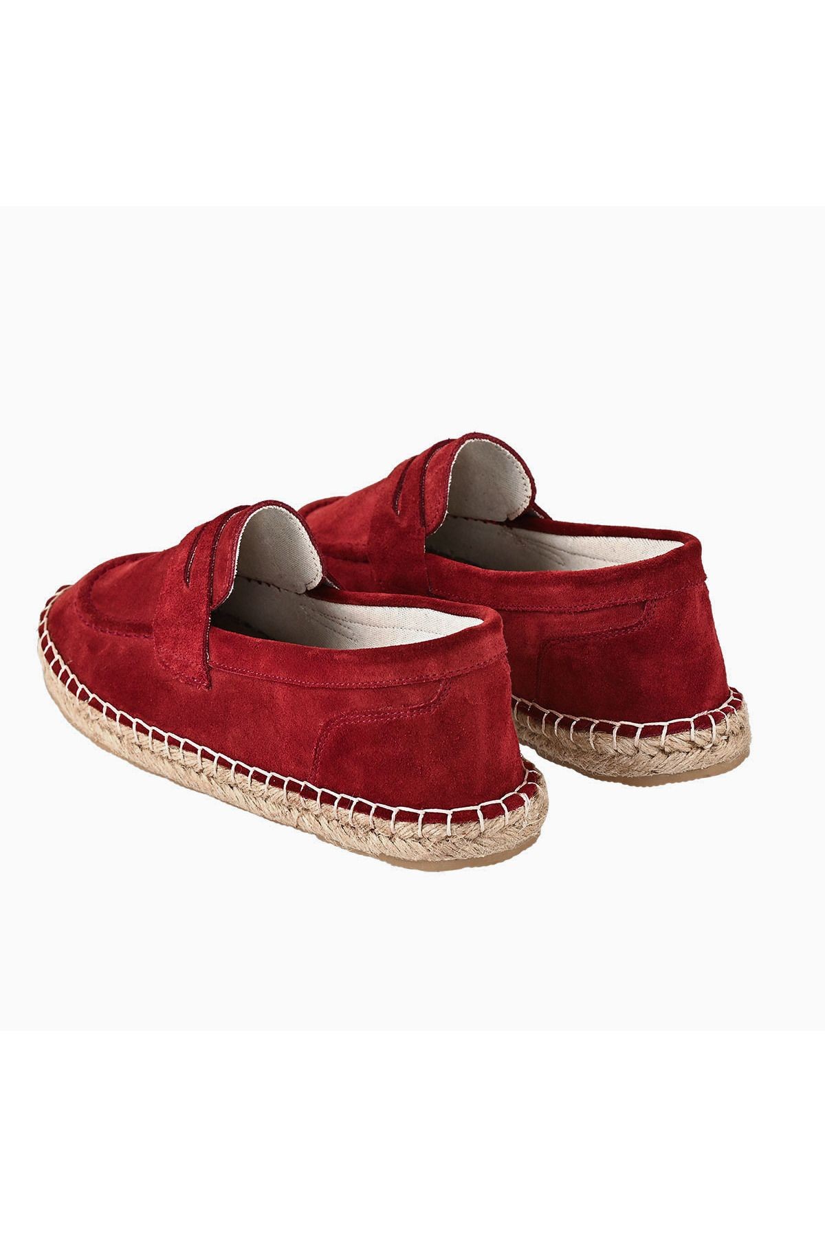 Kadın Bordo Hakiki Deri El Yapımı Espadril
