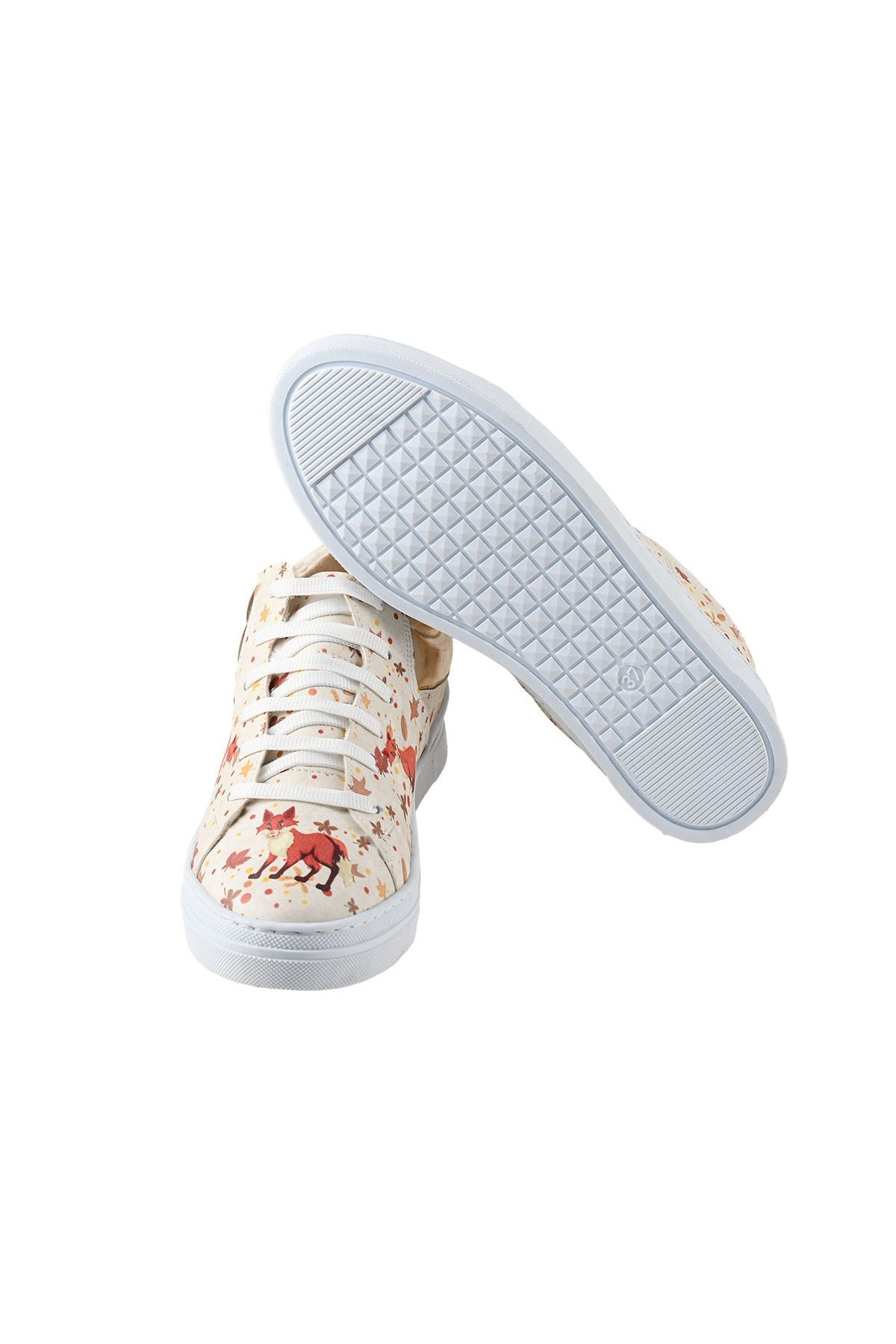 Baskılı Renkli Autumn with Fox Tasarım Kadın Sneaker
