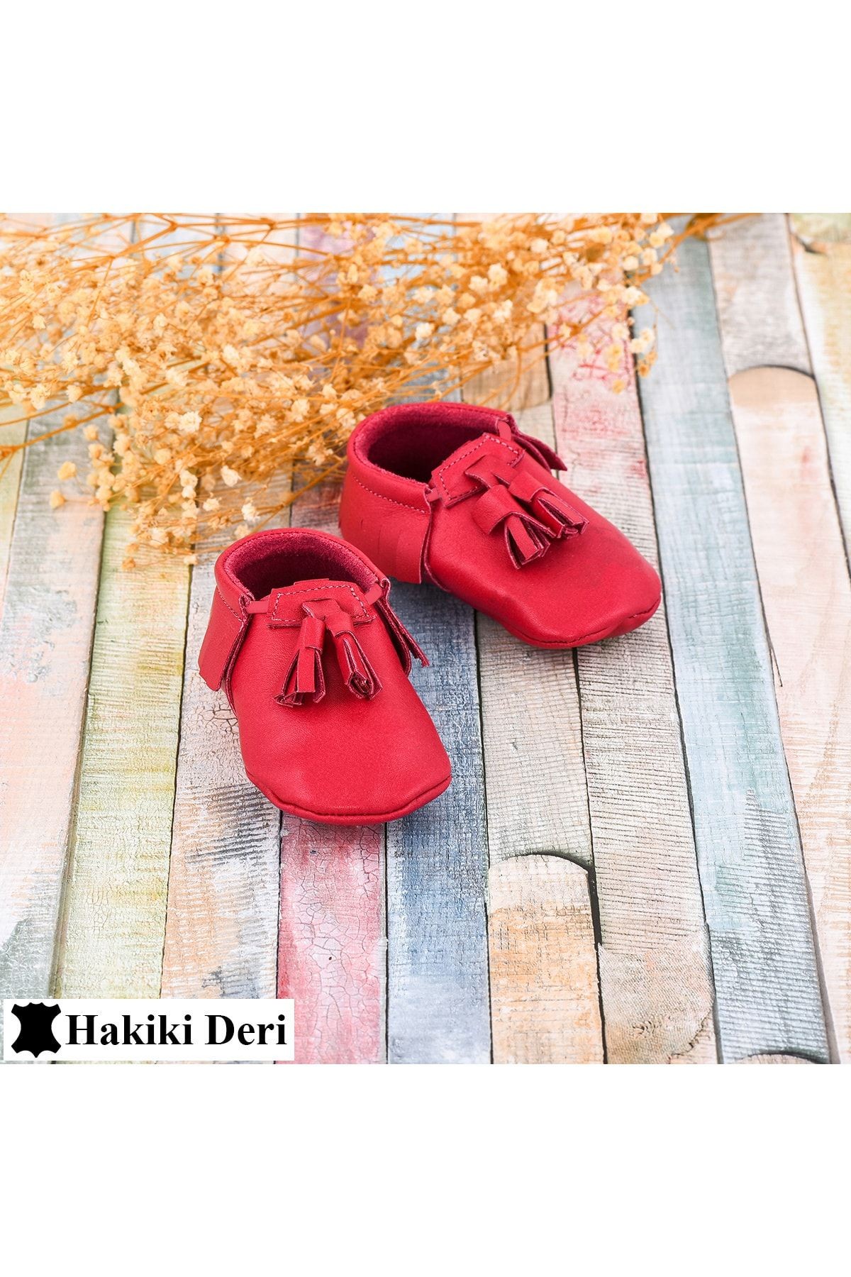 Fuşya Bebek Hakiki Deri Patik