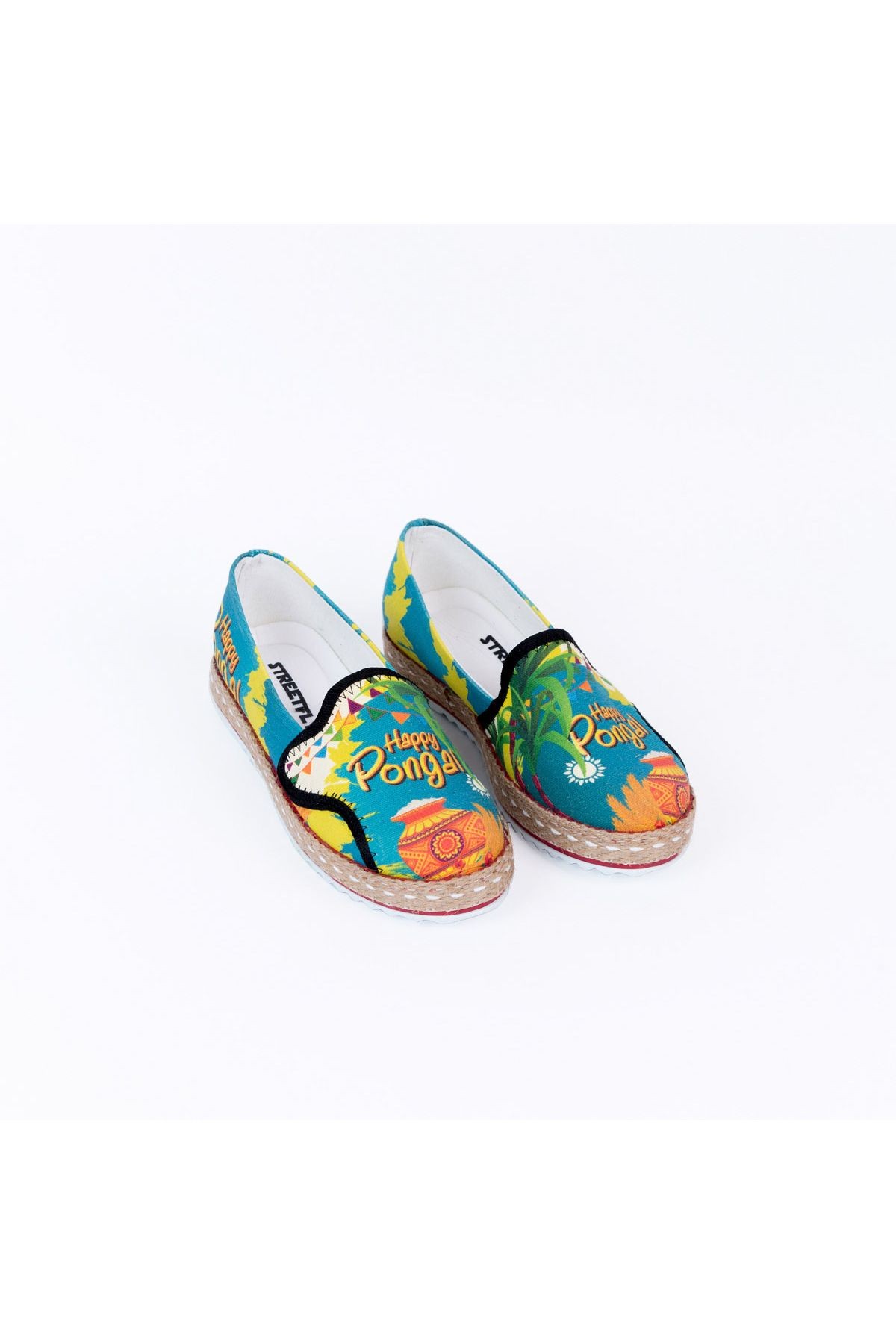 Baskılı Renkli Flamingo Tasarım Keten Kadın Sneaker