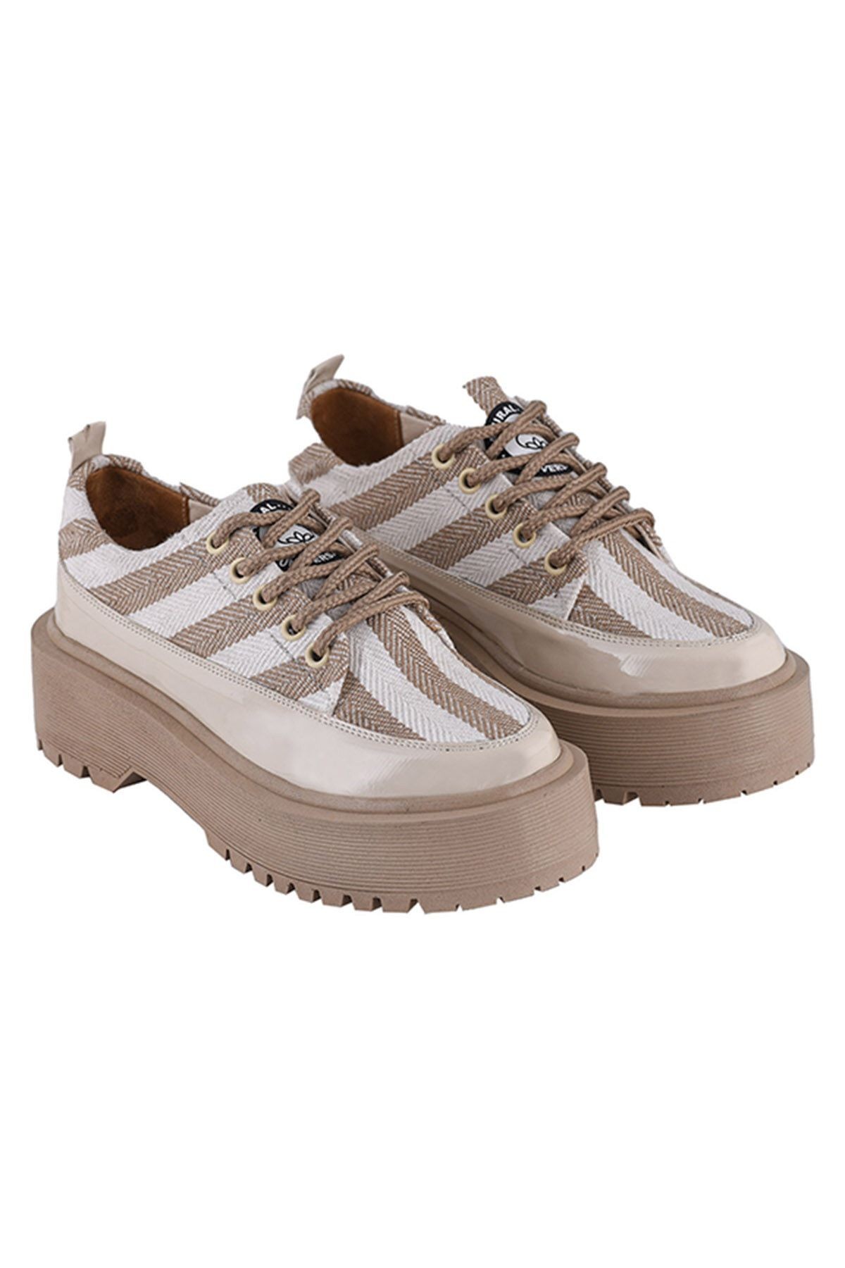 Beyaz - Keten Kadın Günlük Sneaker