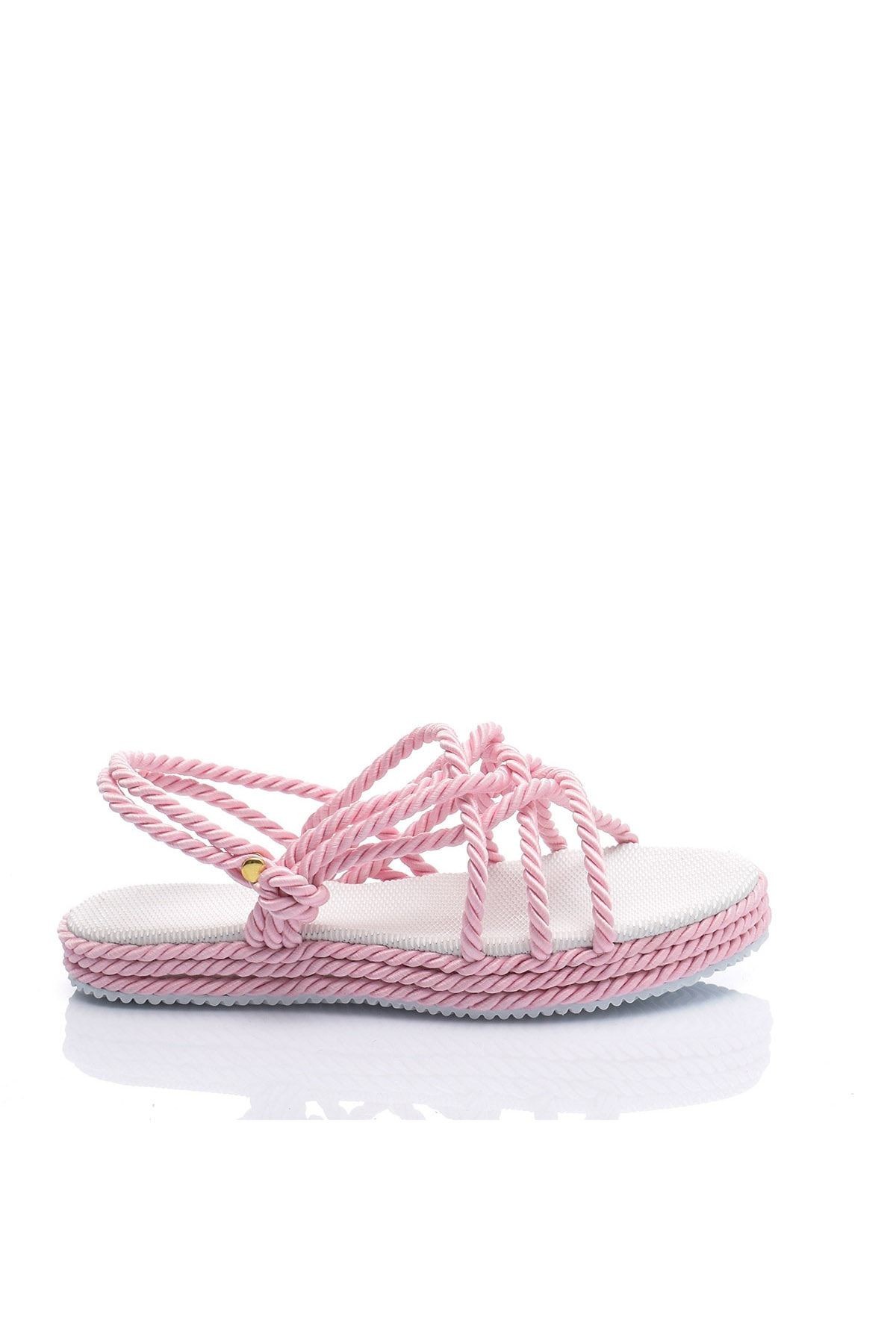 Pembe Kadın Ip Sandalet