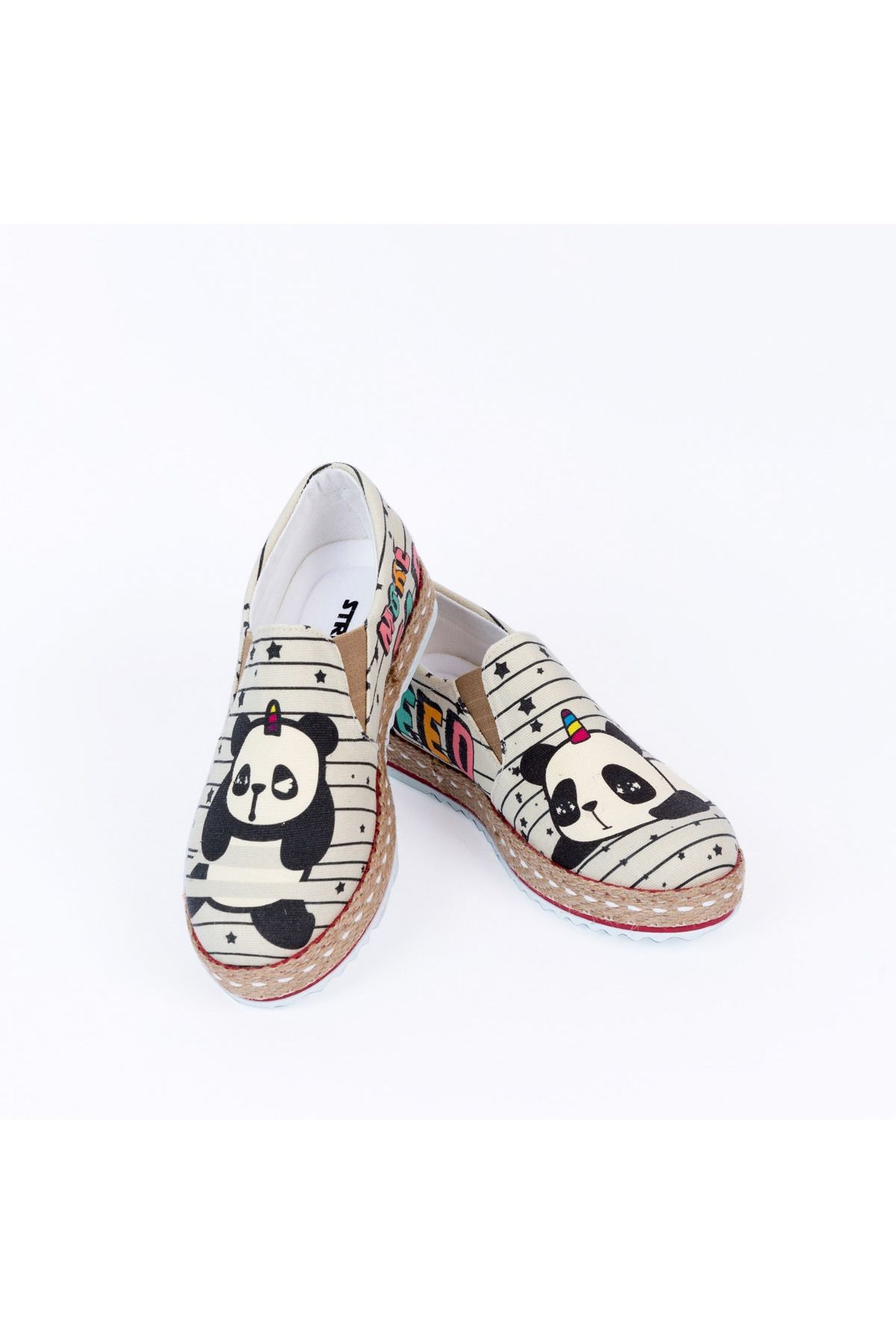 Baskılı Renkli Butterfly Tasarım Keten Kadın Sneaker