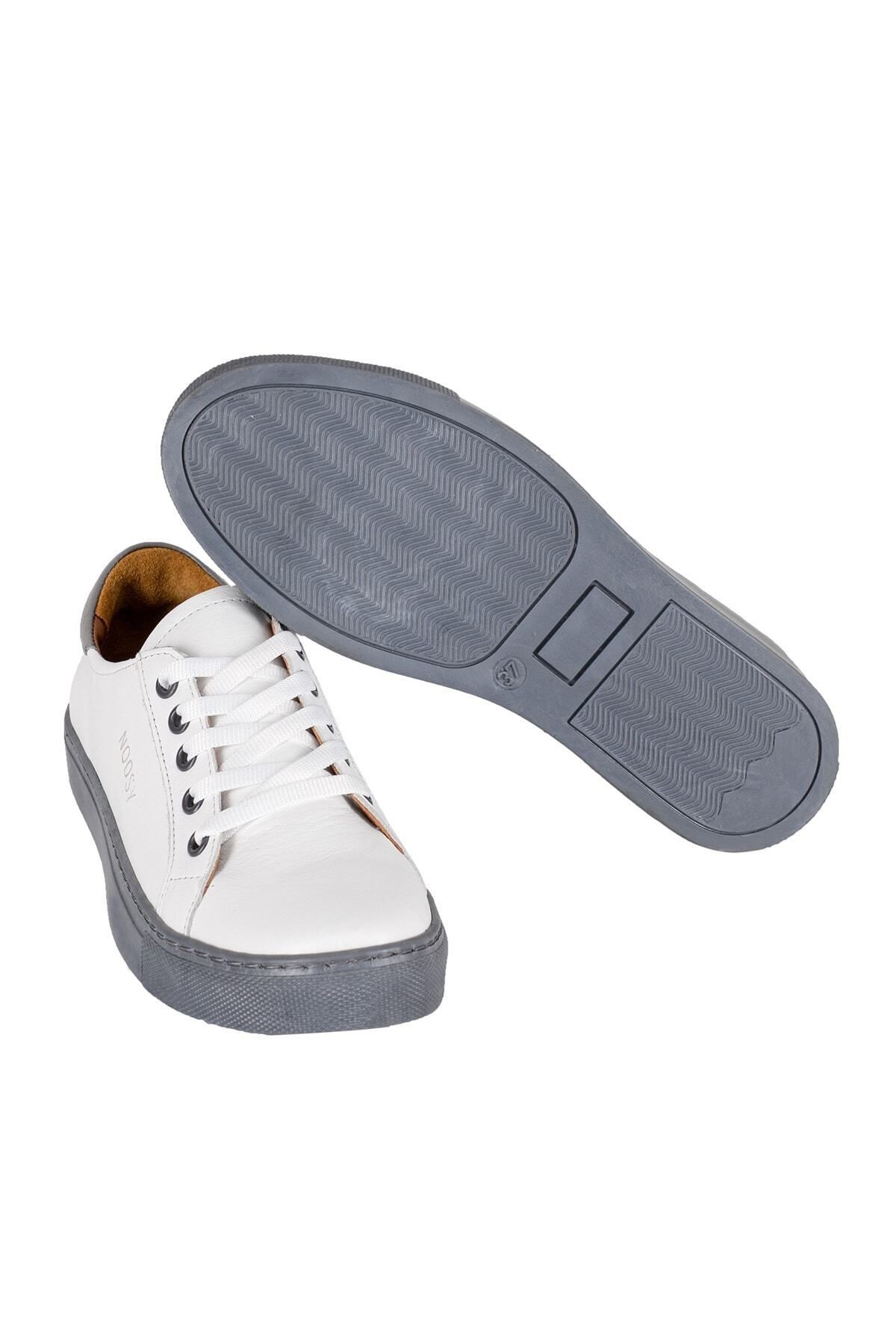 Gri Beyaz- Hakiki Deri Unisex Sneaker