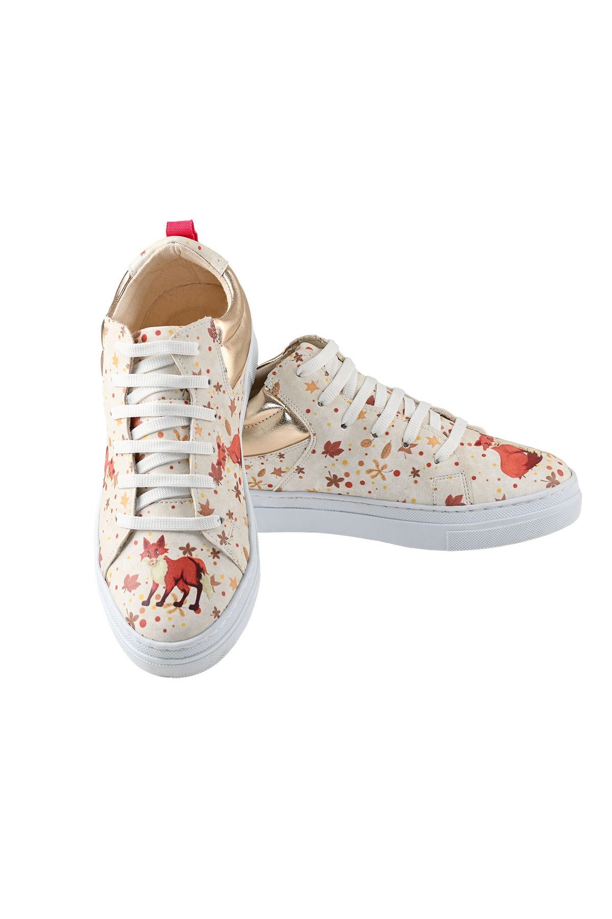 Baskılı Renkli Autumn with Fox Tasarım Kadın Sneaker