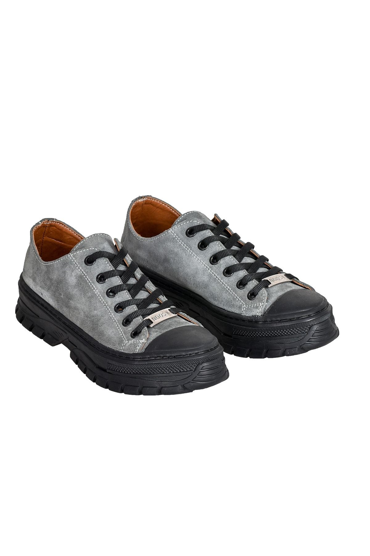 Hakiki Deri Gri Kadın Sneaker