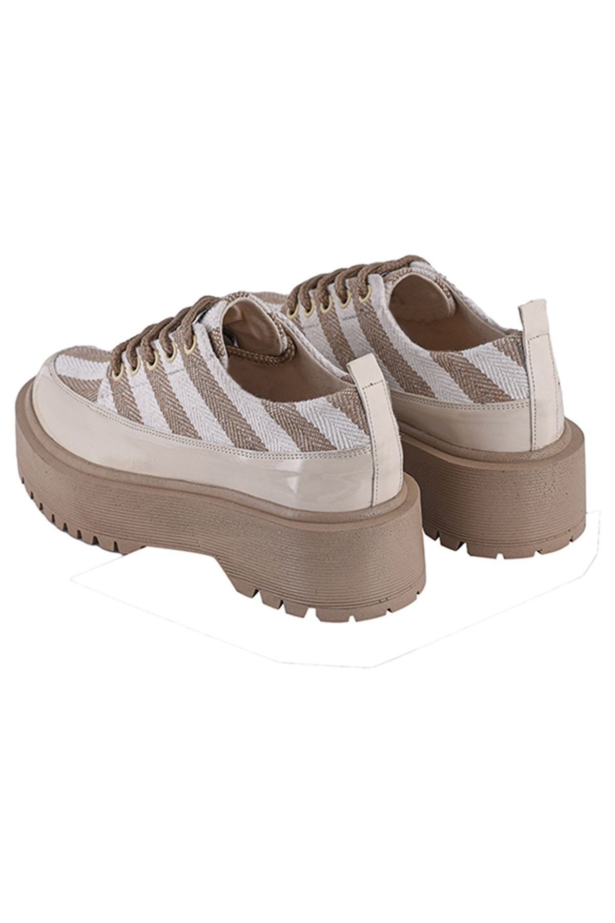 Beyaz - Keten Kadın Günlük Sneaker