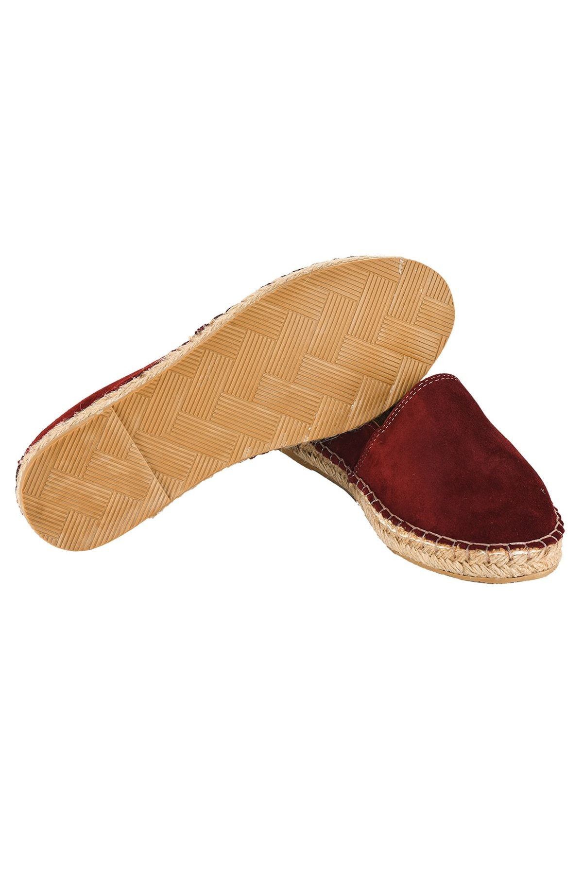Erkek Bordo Hakiki Deri El Yapımı Espadril