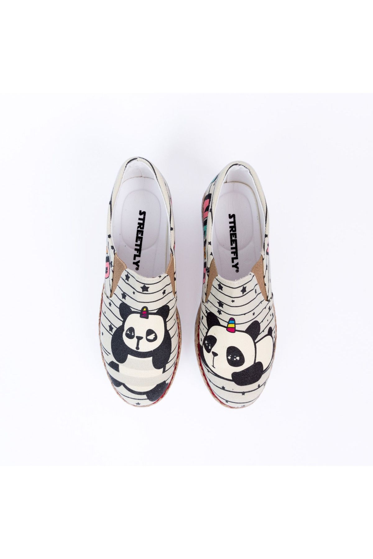 Baskılı Renkli Butterfly Tasarım Keten Kadın Sneaker