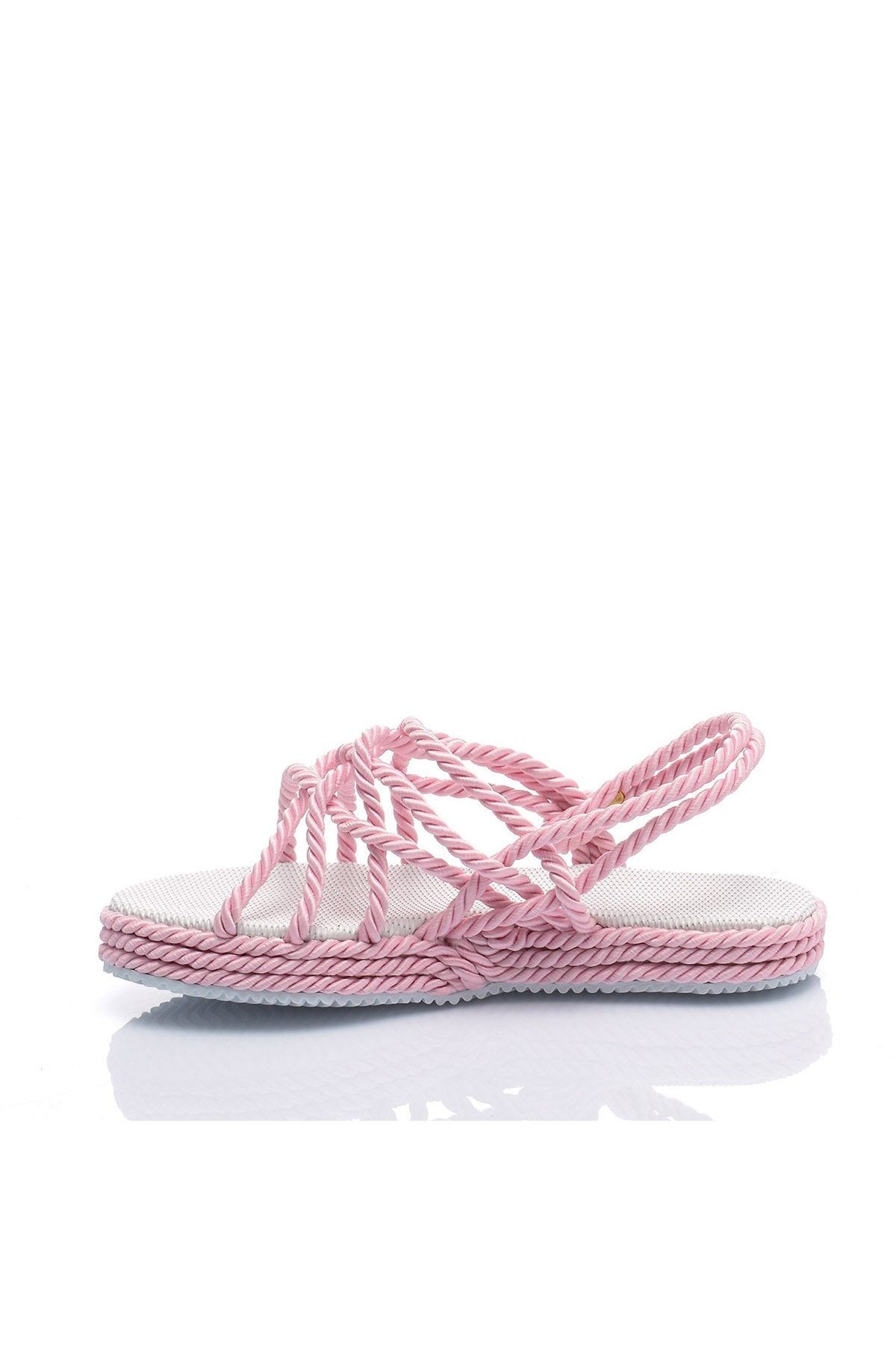 Pembe Kadın Ip Sandalet