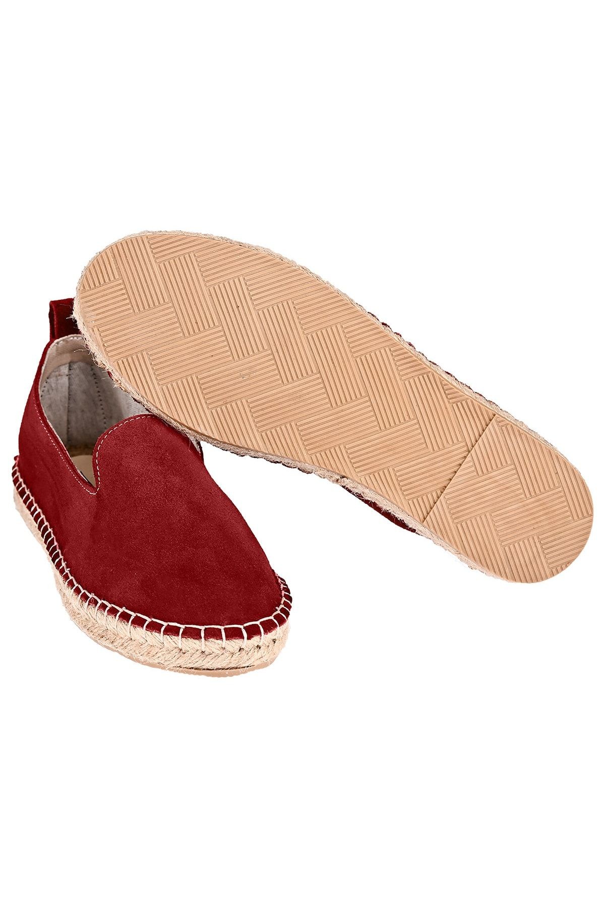 Erkek Bordo Hakiki Deri El Yapımı Espadril