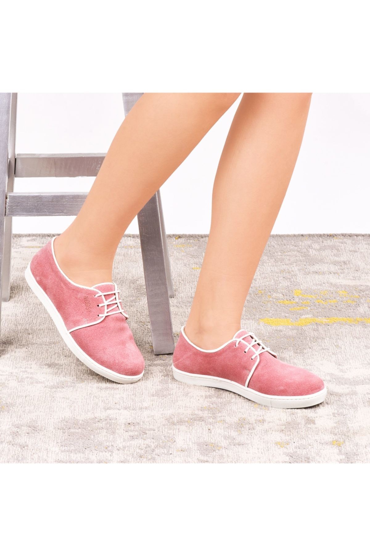 Hakiki Deri Pembe Kadın Sneaker