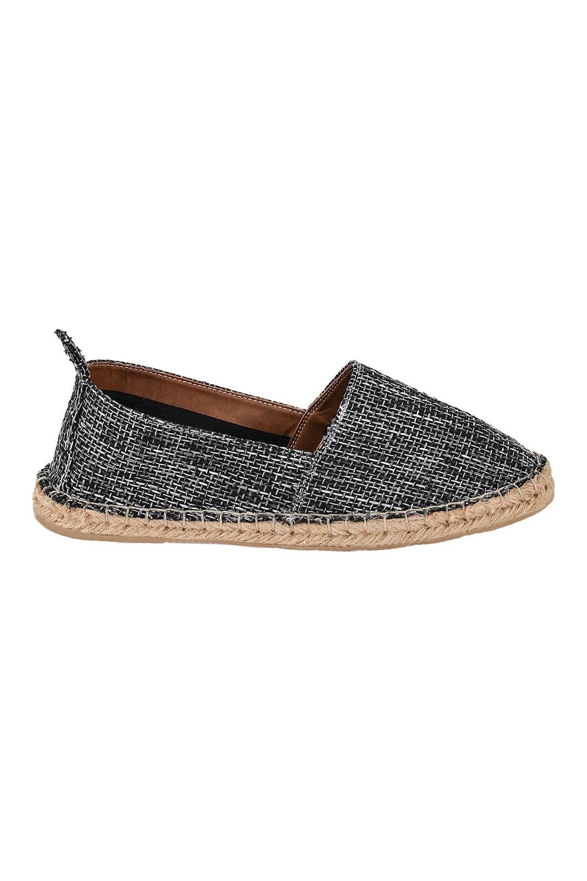 Erkek Kırçıllı Gri El Yapımı Hasır Taban Espadril