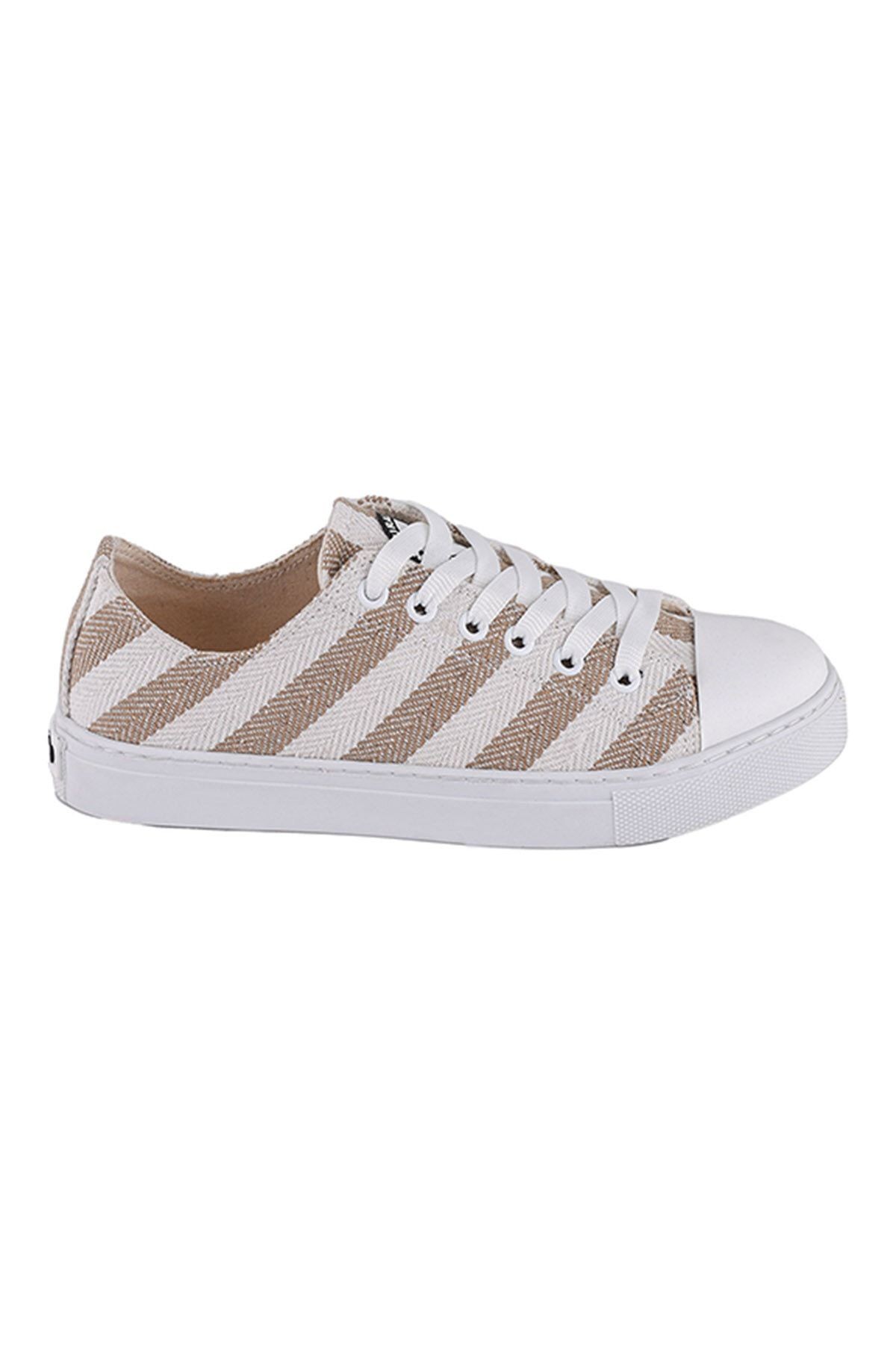 Bej - Keten Kadın Günlük Sneaker