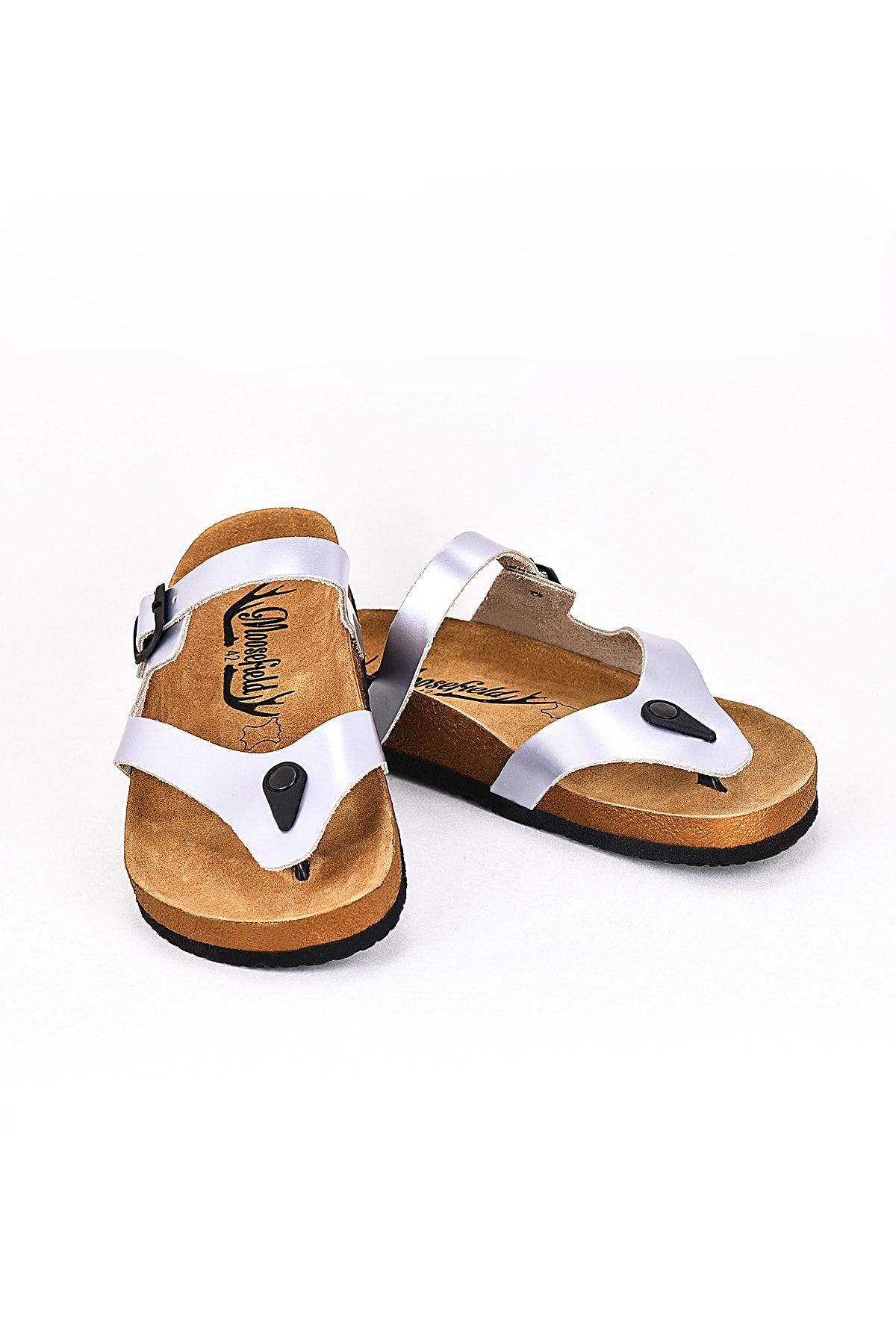 Hakiki Deri Gümüş Erkek Terlik