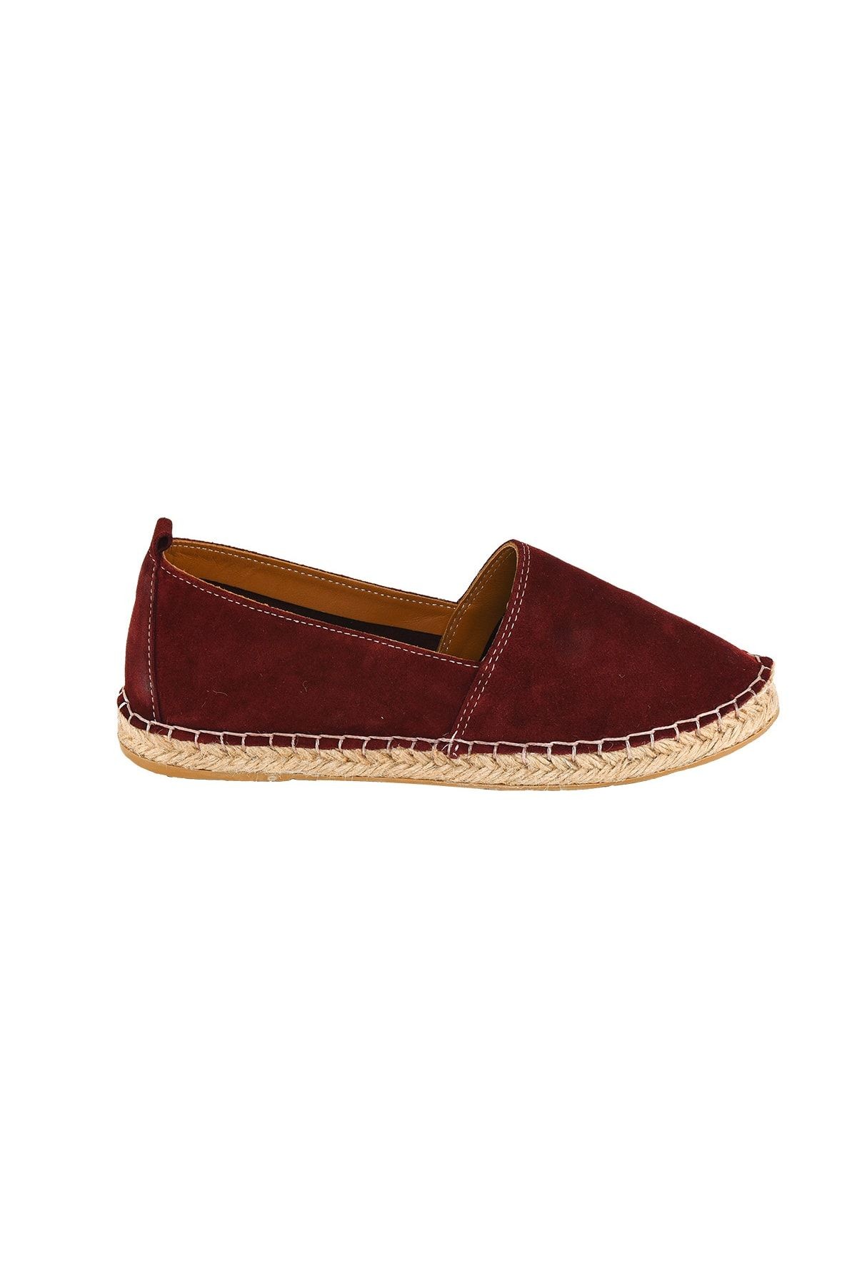 Erkek Bordo Hakiki Deri El Yapımı Espadril