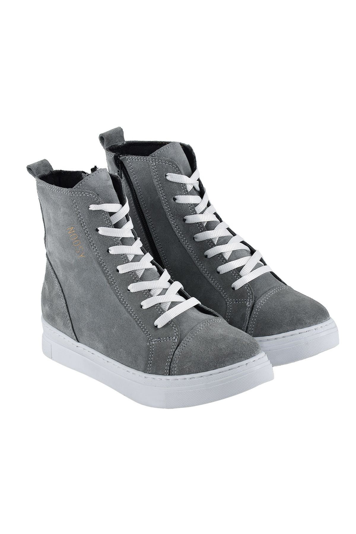 Hakiki Deri Gri Unisex Çocuk Bot