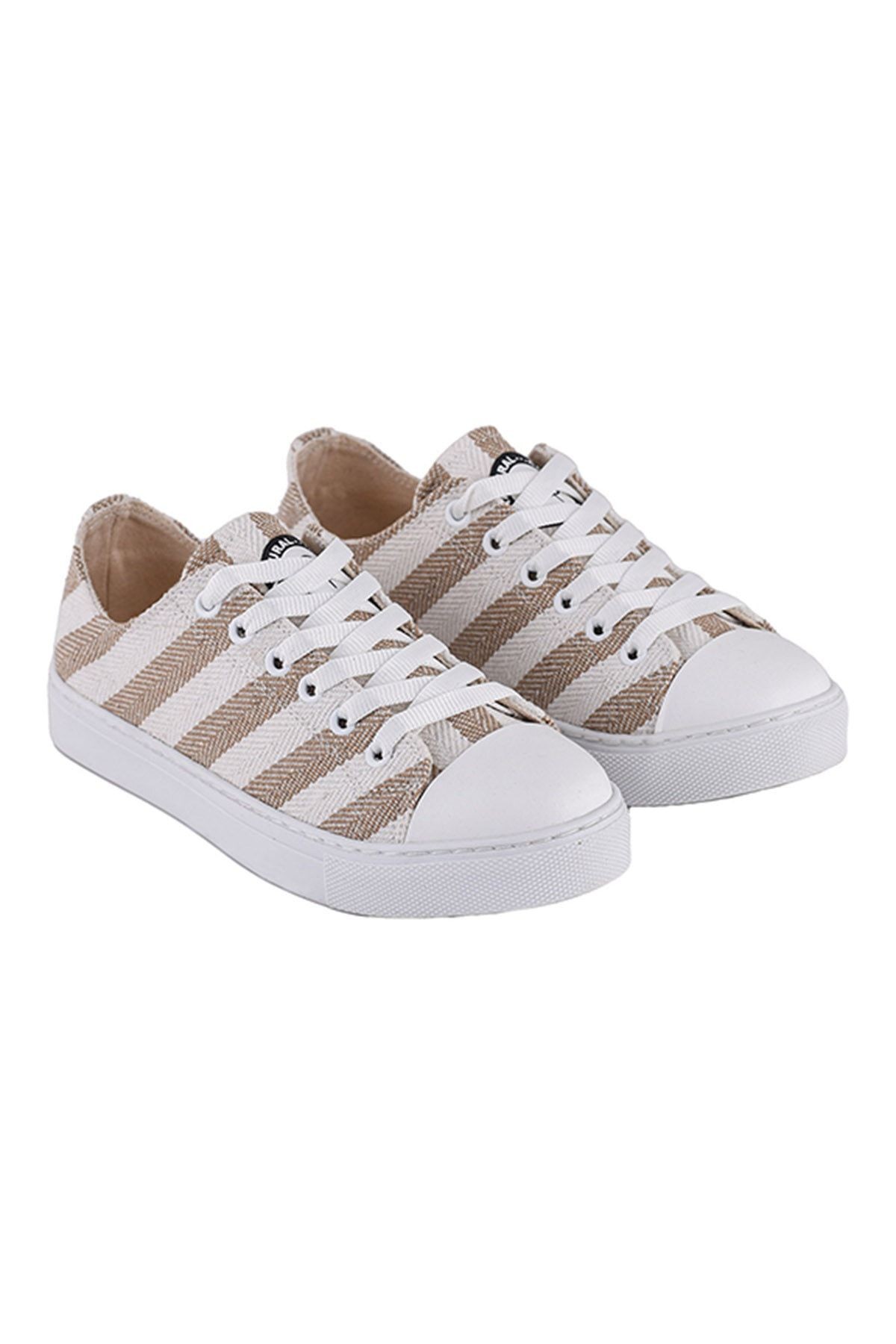 Bej - Keten Kadın Günlük Sneaker