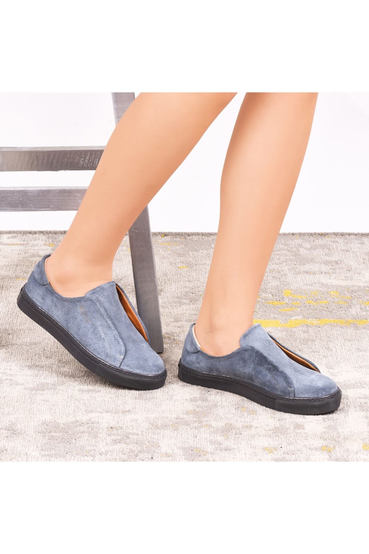 Hakiki Deri Gri Kadın Sneaker