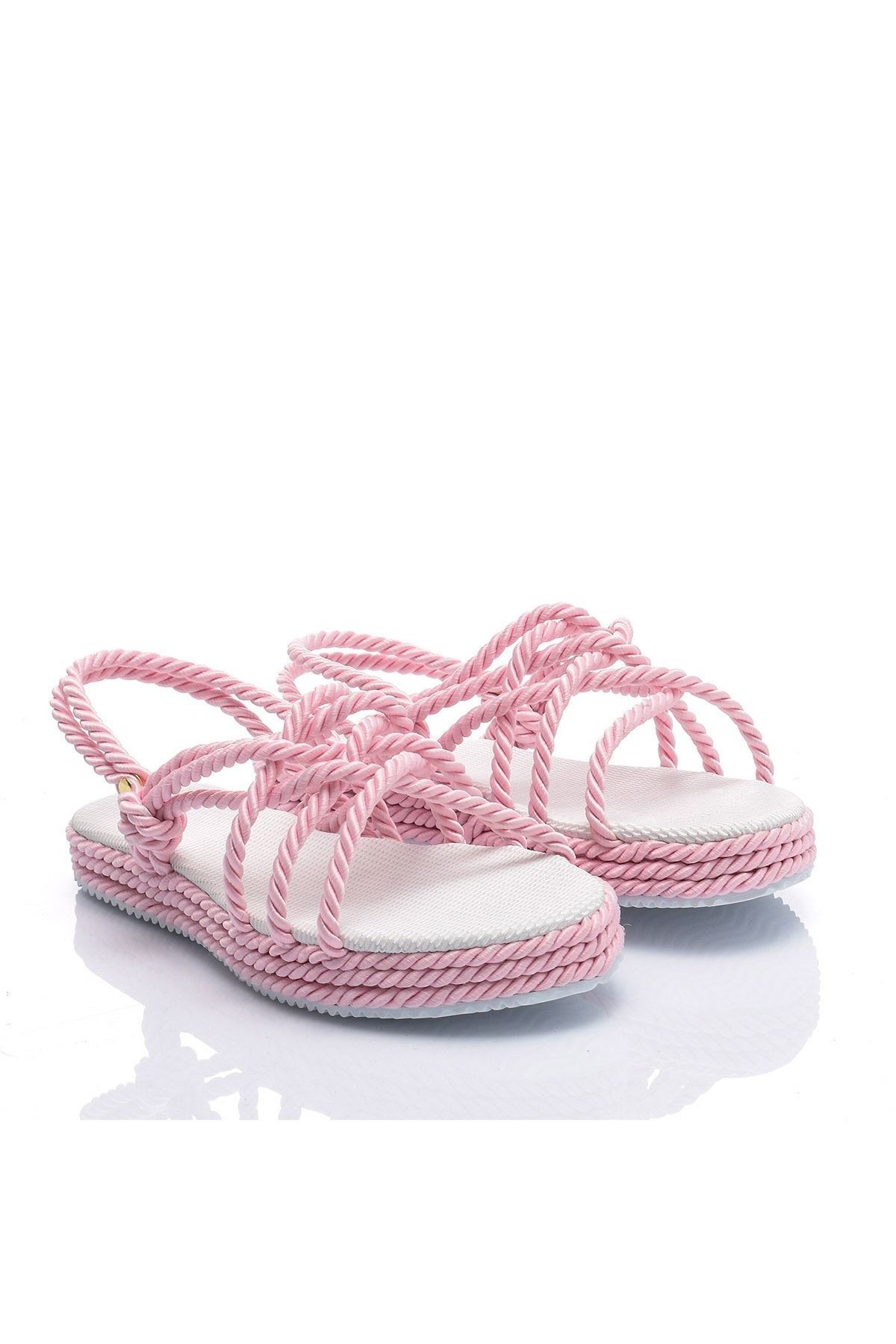 Pembe Kadın Ip Sandalet