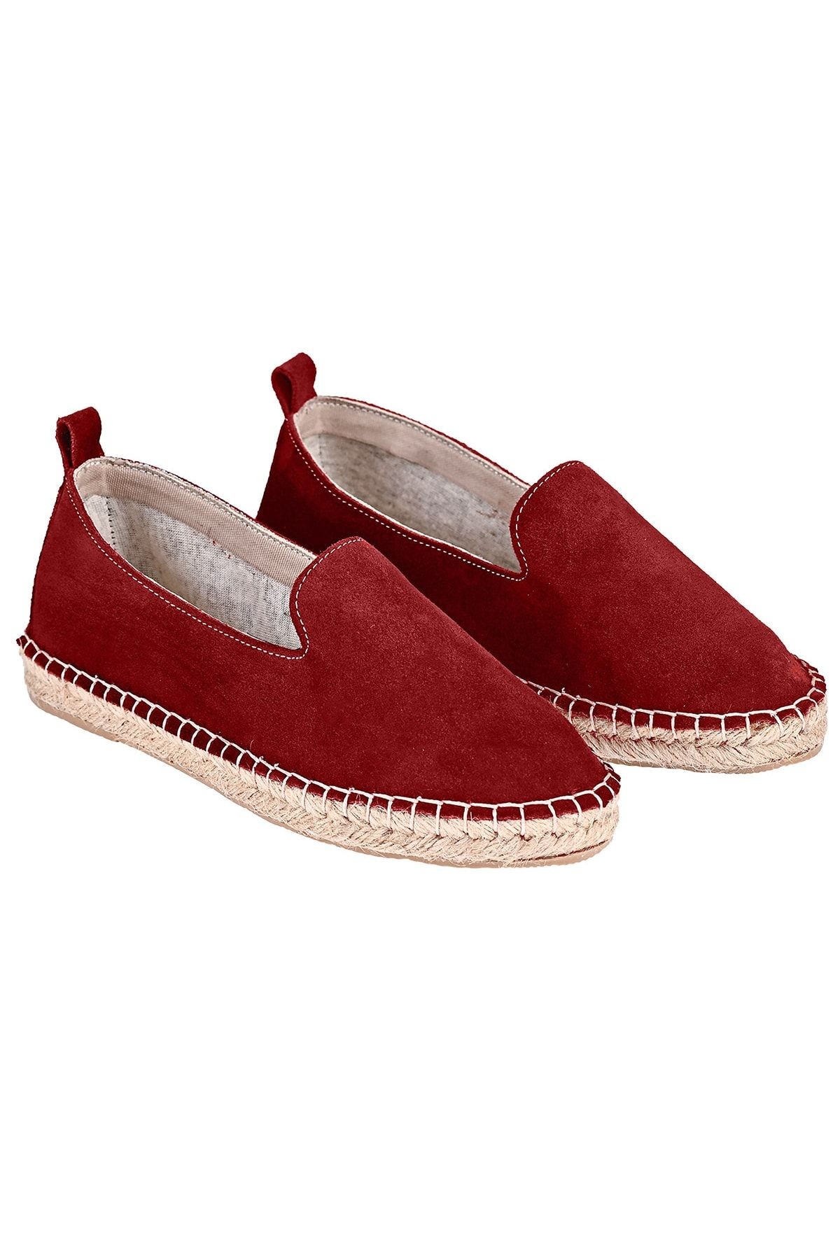 Erkek Bordo Hakiki Deri El Yapımı Espadril