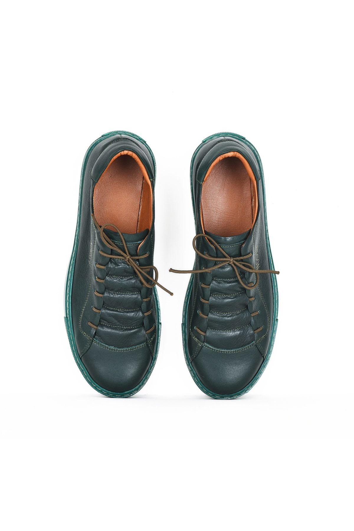 Yeni Hakiki Deri Yeşil Kadın Sneaker  890799