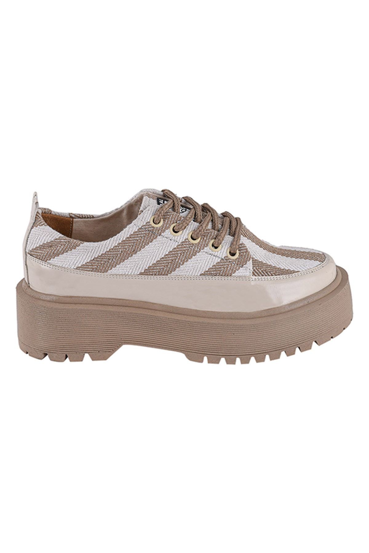 Beyaz - Keten Kadın Günlük Sneaker