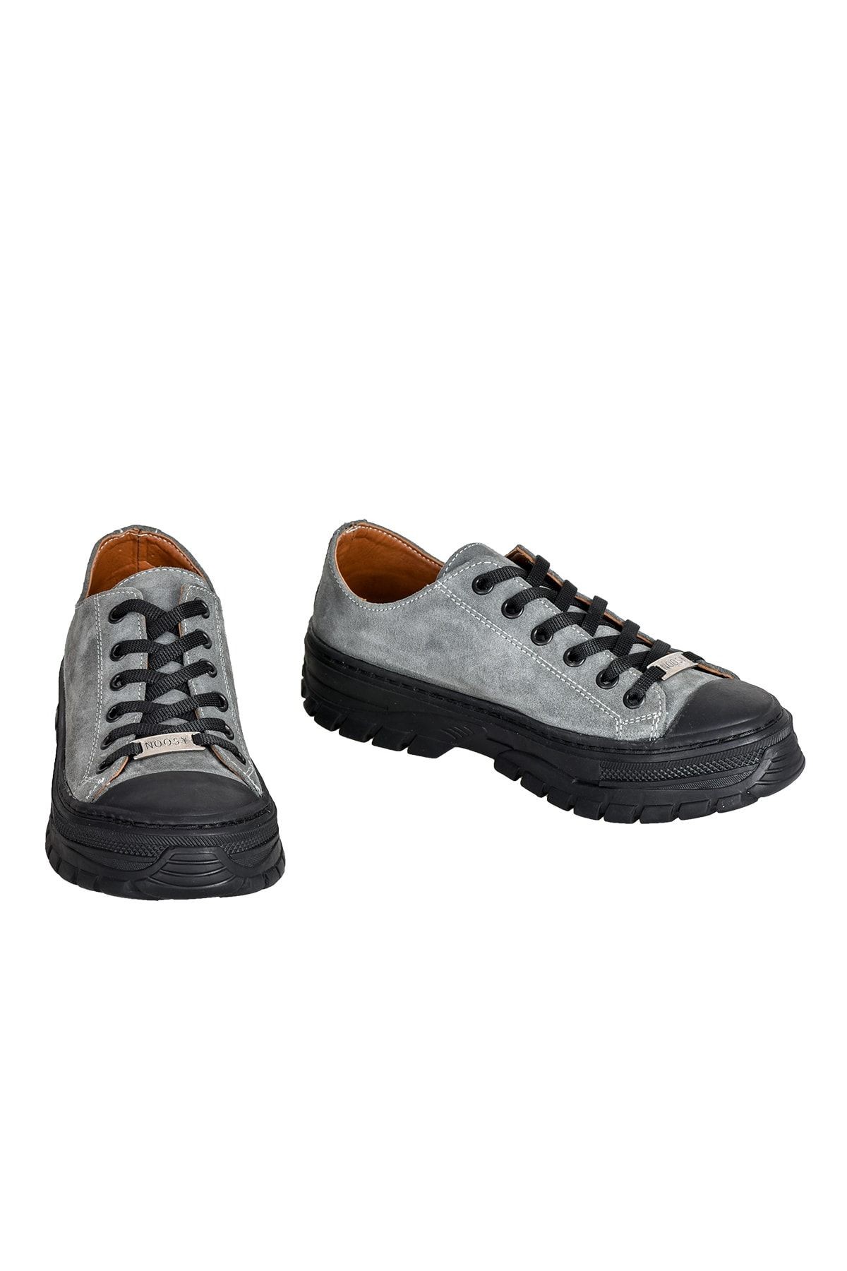 Hakiki Deri Gri Kadın Sneaker