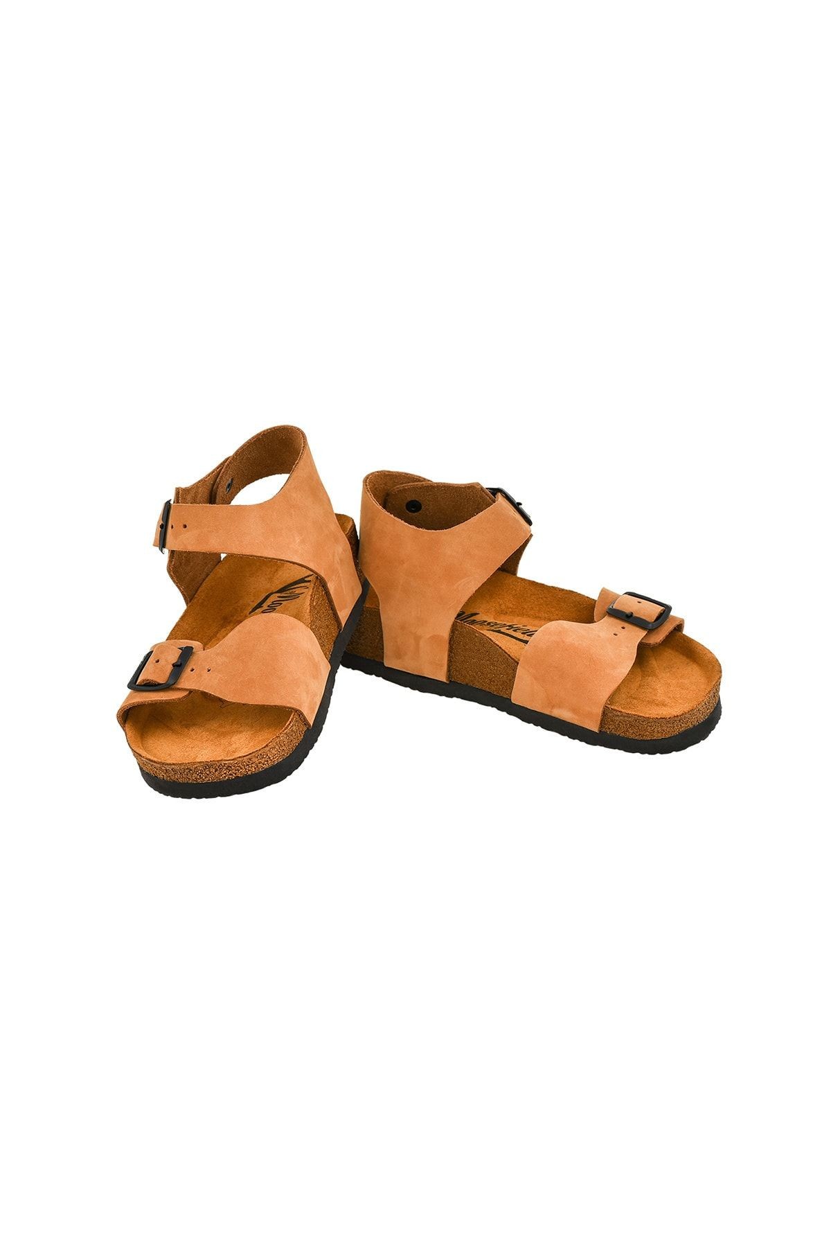 Bayan Kahverengi Hakiki Deri Sandalet