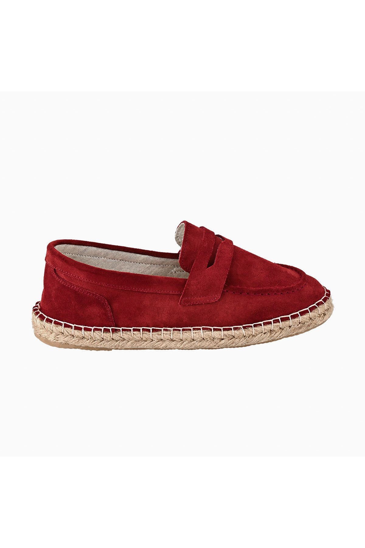 Kadın Bordo Hakiki Deri El Yapımı Espadril