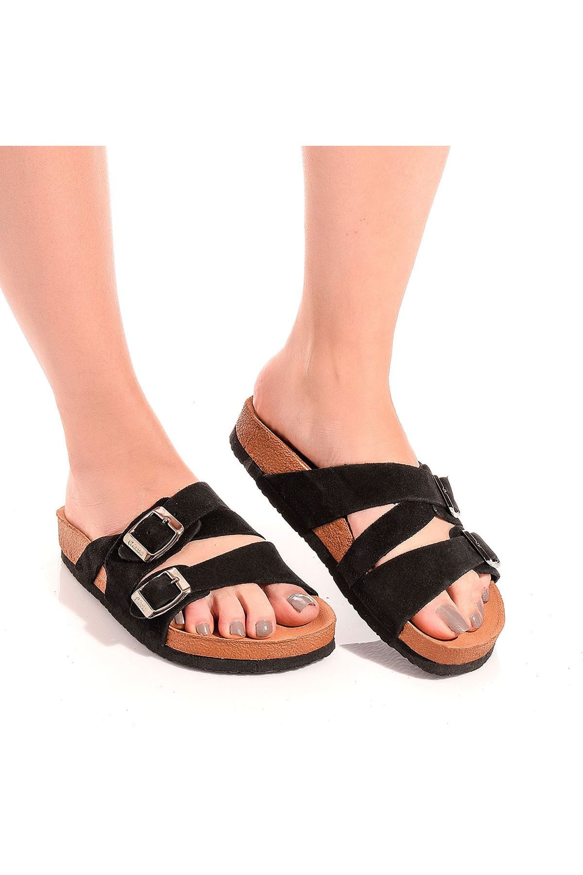 Hakiki Deri Siyah Kadın Terlik