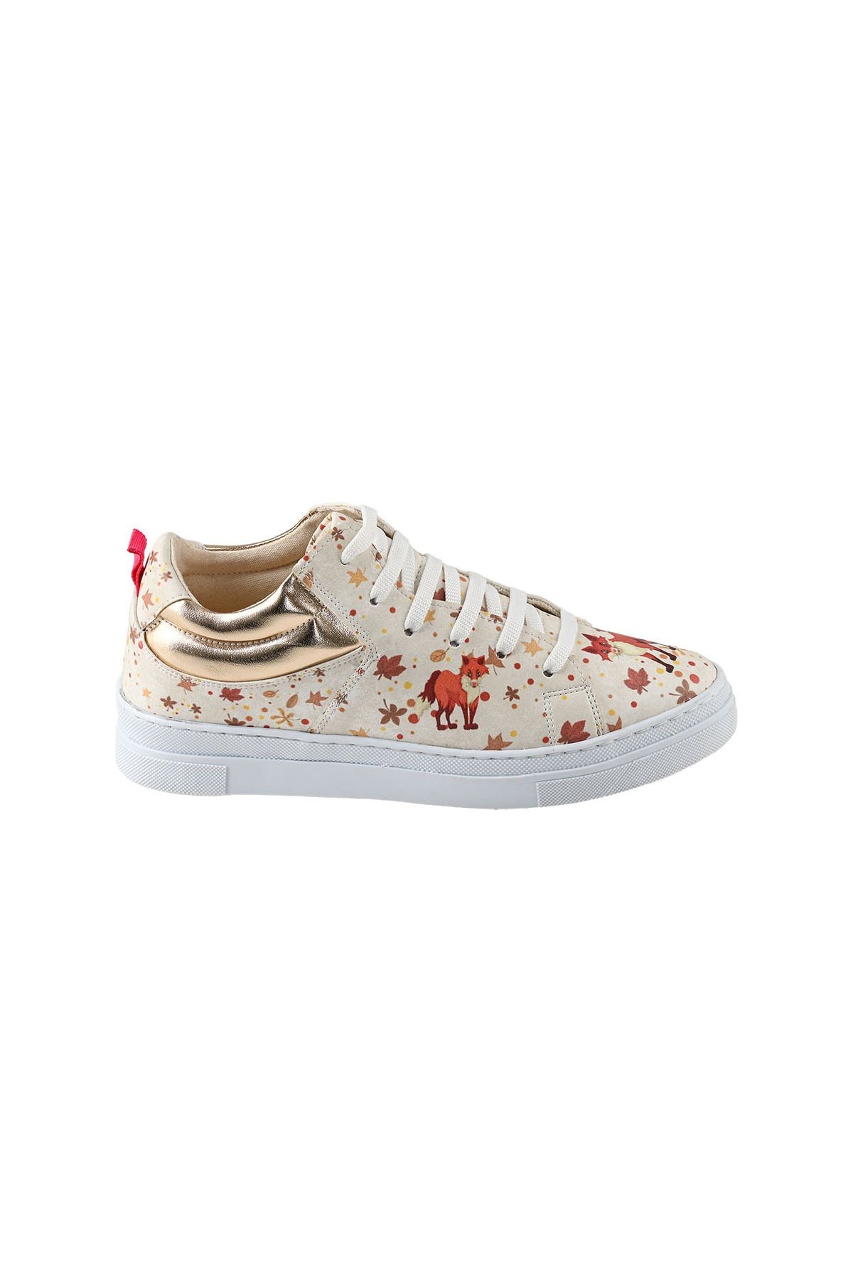 Baskılı Renkli Autumn with Fox Tasarım Kadın Sneaker