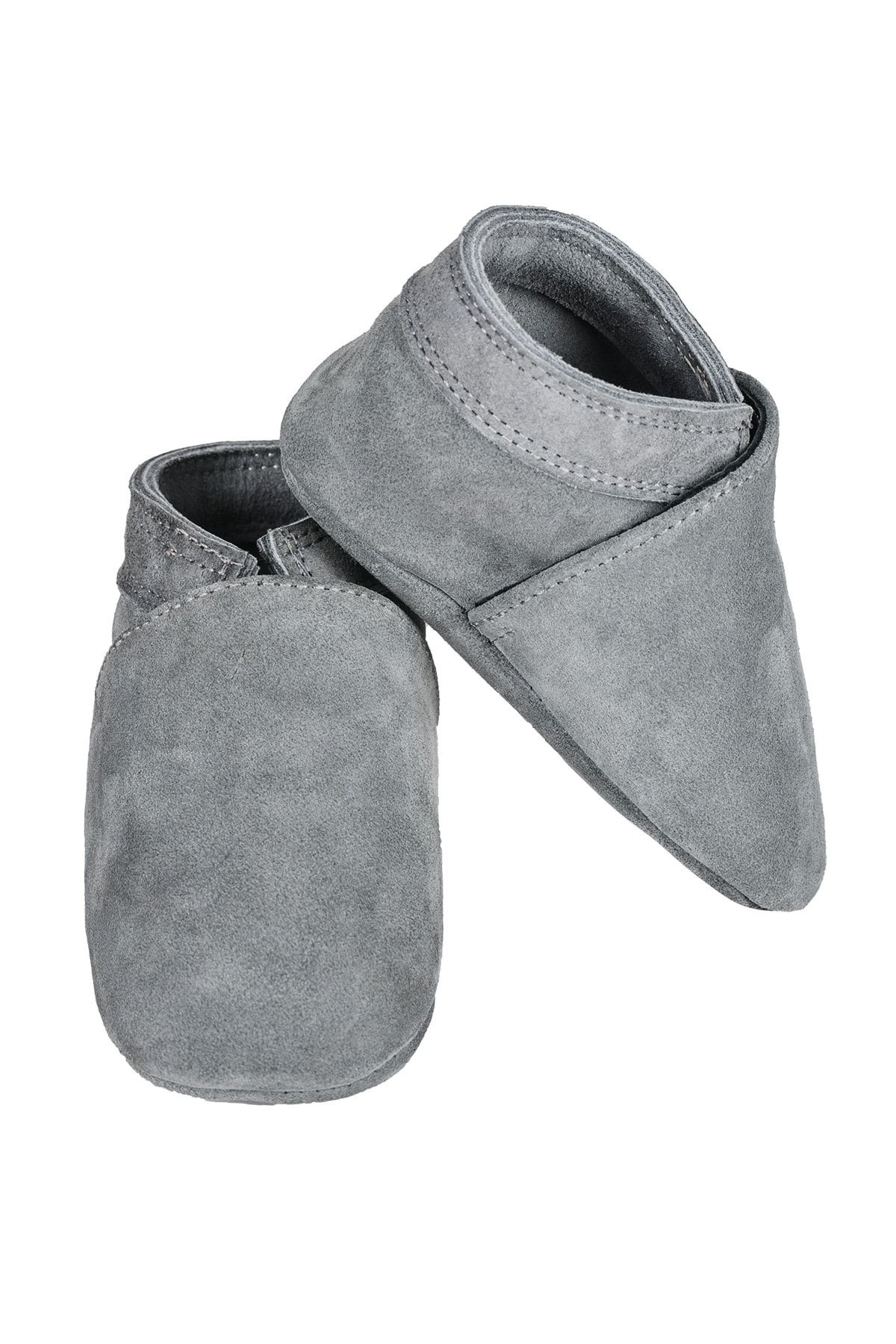 Gri Unisex Bebek Hakiki Deri Patik