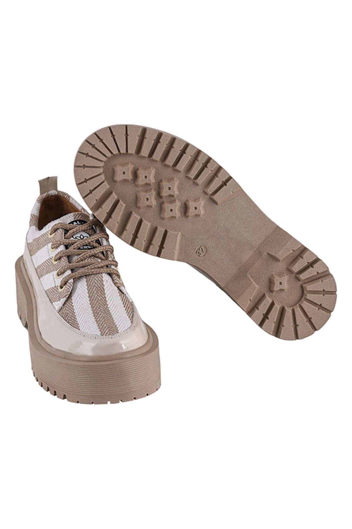 Beyaz - Keten Kadın Günlük Sneaker