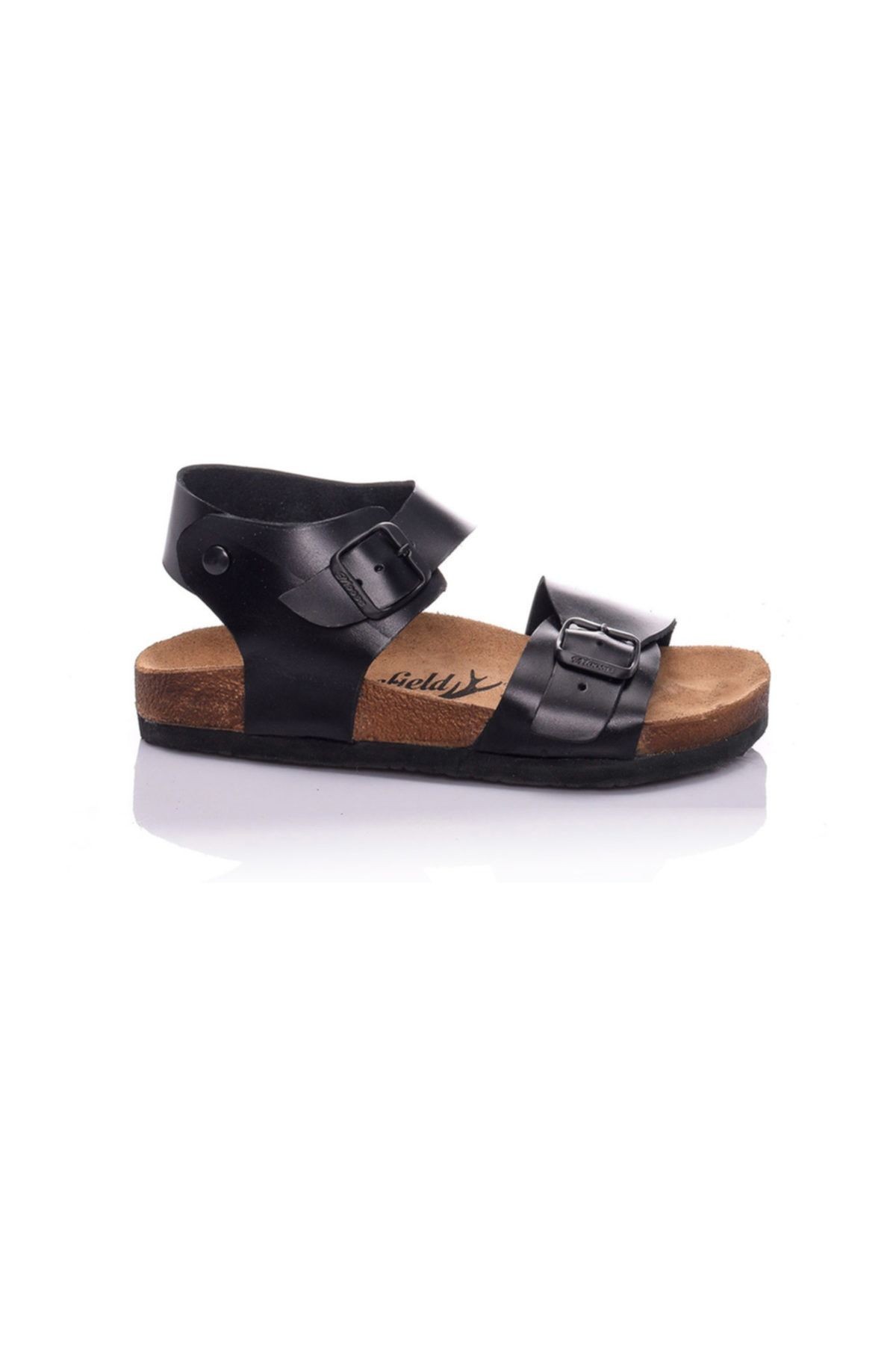 Hakiki Deri Siyah Kadın Sandalet