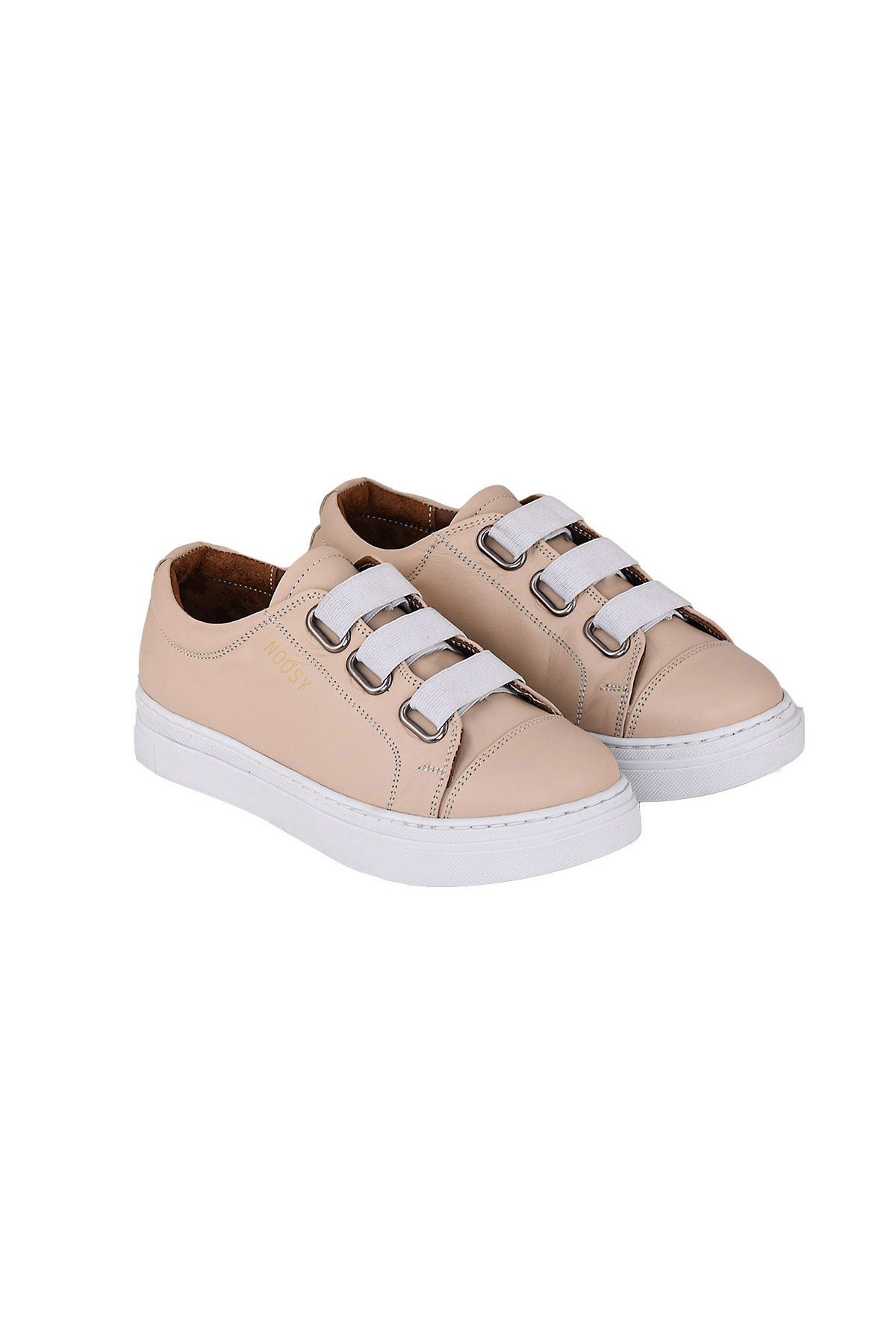 Hakiki Deri Bej Unisex Çocuk Sneaker