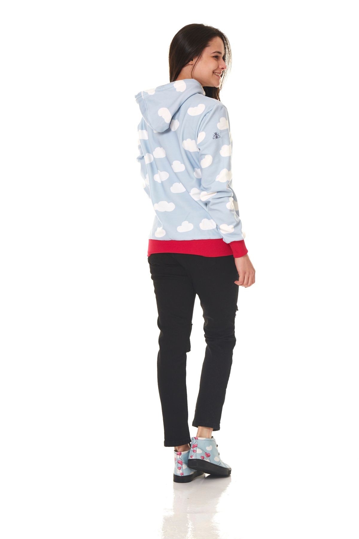 Kadın Baskılı Kapüşonlu Sweatshirt