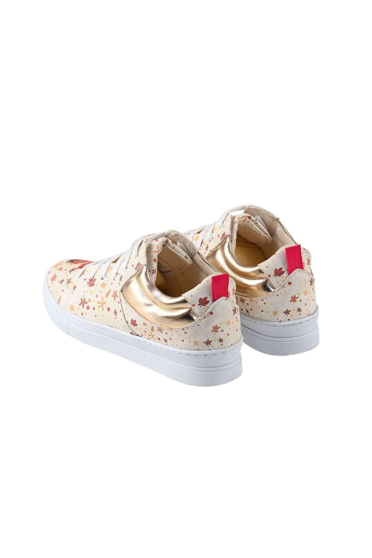 Baskılı Renkli Autumn with Fox Tasarım Kadın Sneaker