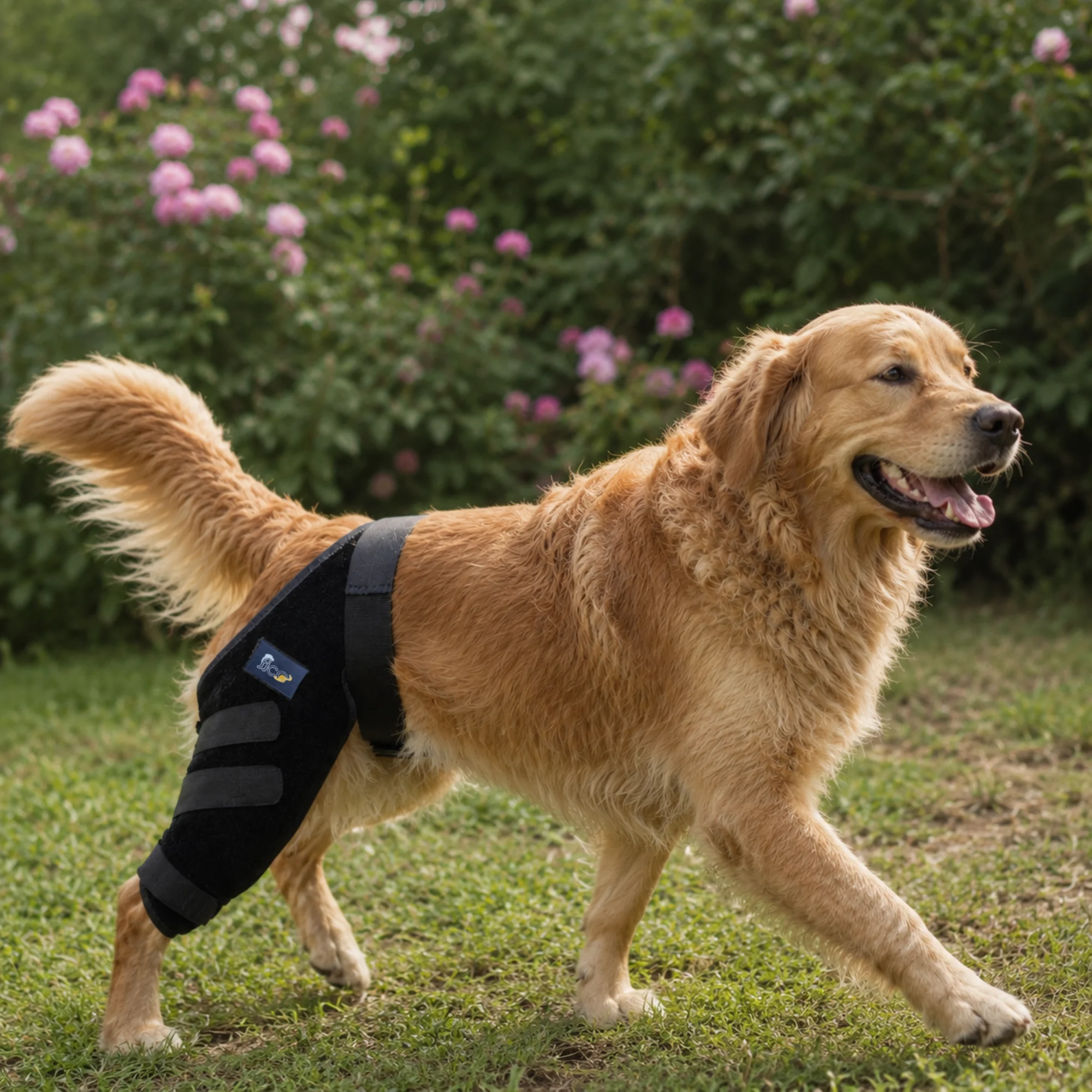 Dış mekânda Fico Köpek Dizliği kullanan köpek