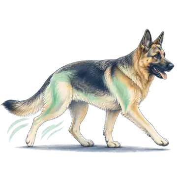 Hareket ve taşıma desteği kullanan köpek