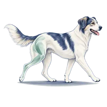 Arka bacak desteği kullanan köpek