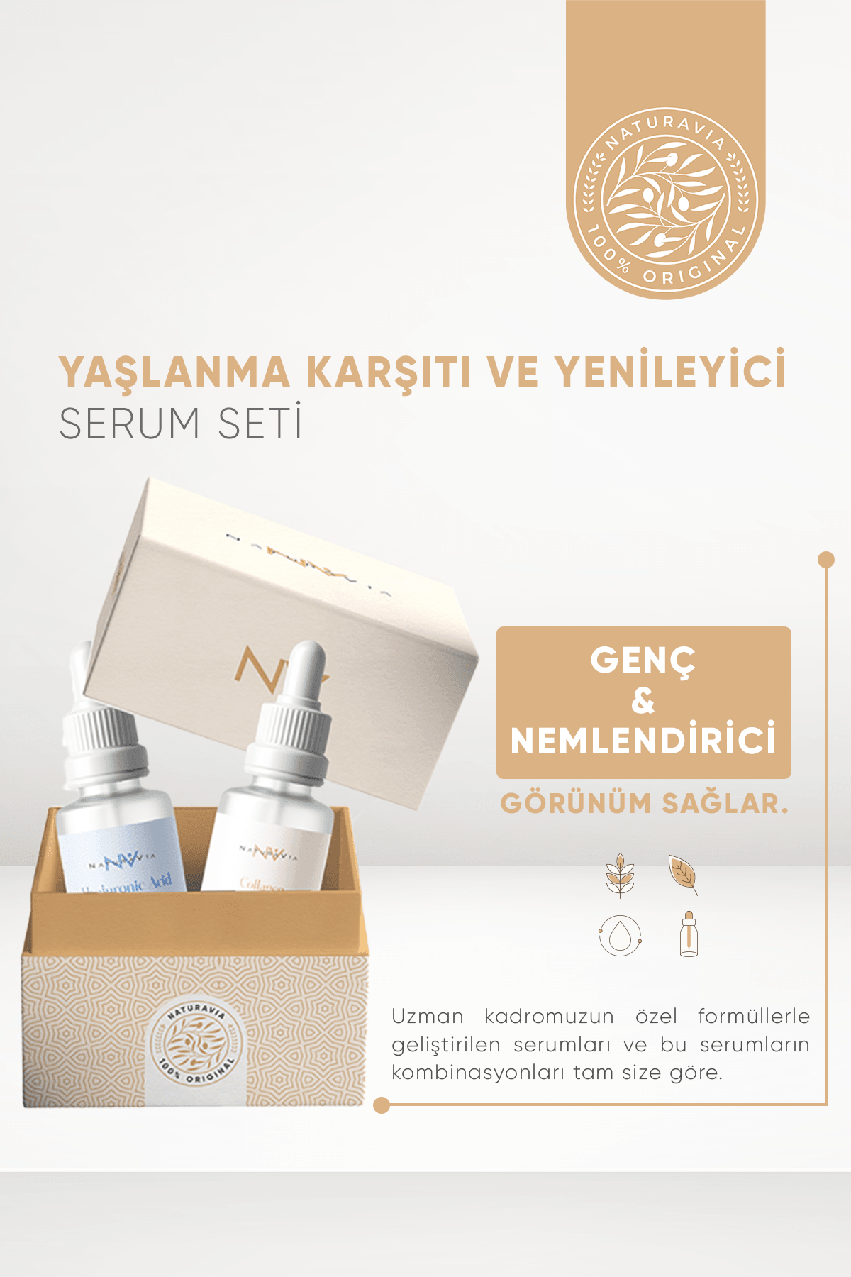 Hyalüronik Asit Serum - Kolajen Serum / Yaşlanma Karşıtı ve Yenileyici Serum Seti / Anti-Age Global