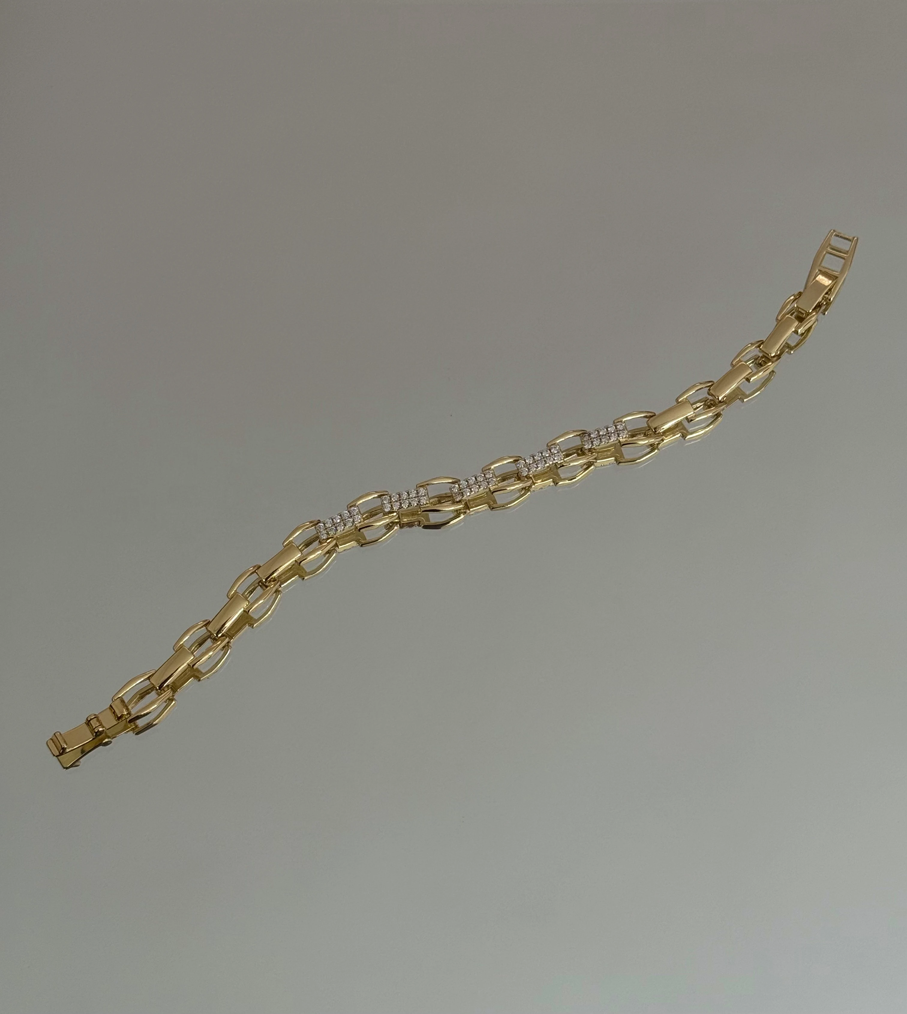 Taş Detaylı Zincir Bileklik 14k| Vip Kaplama