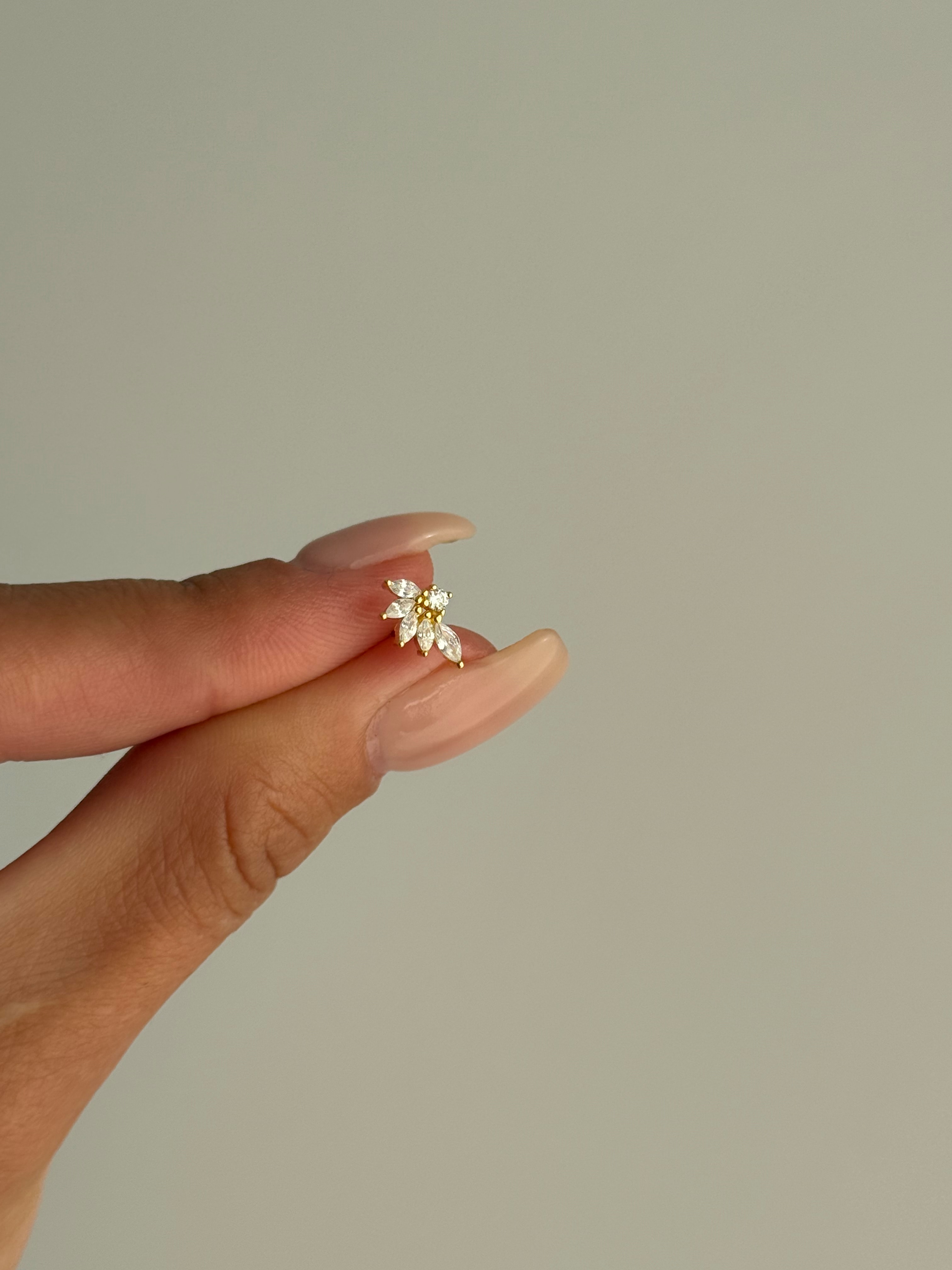 925 Gümüş Taş Detaylı Piercing