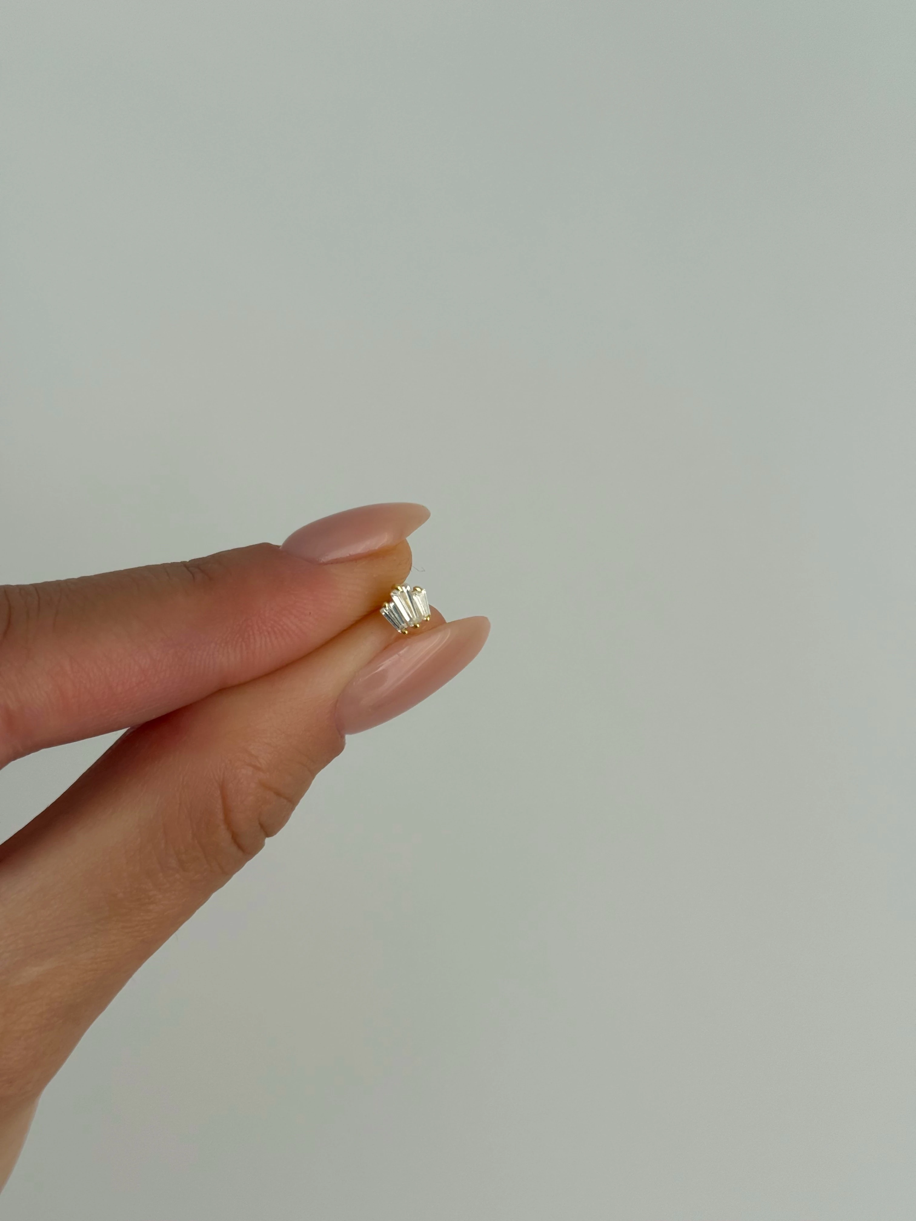 925 Gümüş Baget Taş Detaylı Piercing 