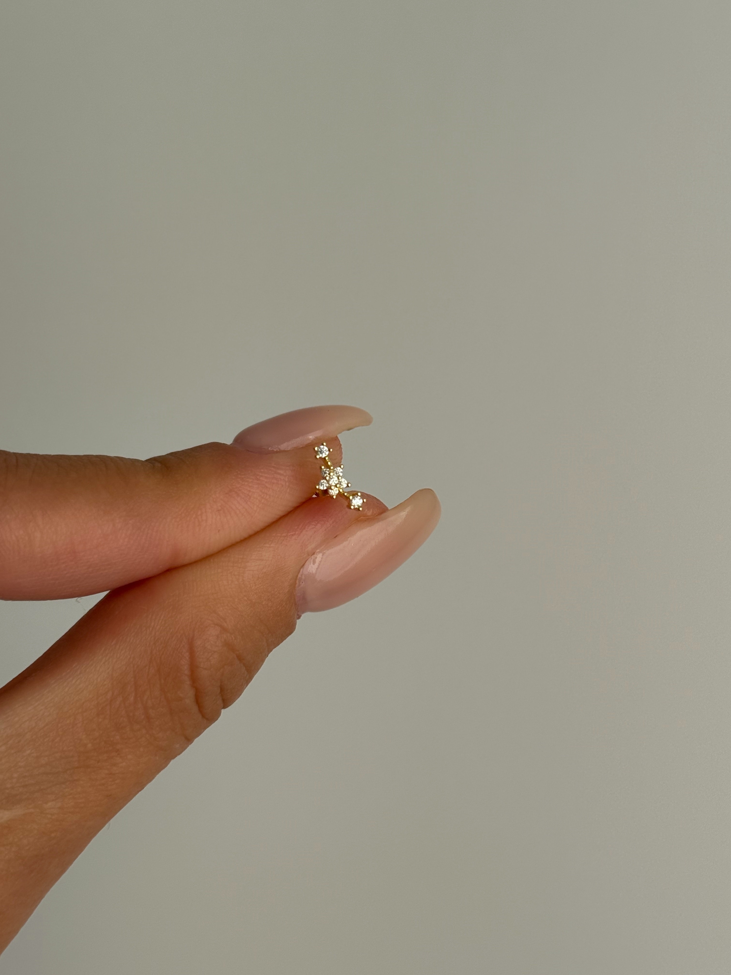 925 Gümüş Taş Detaylı Çiçek Piercing