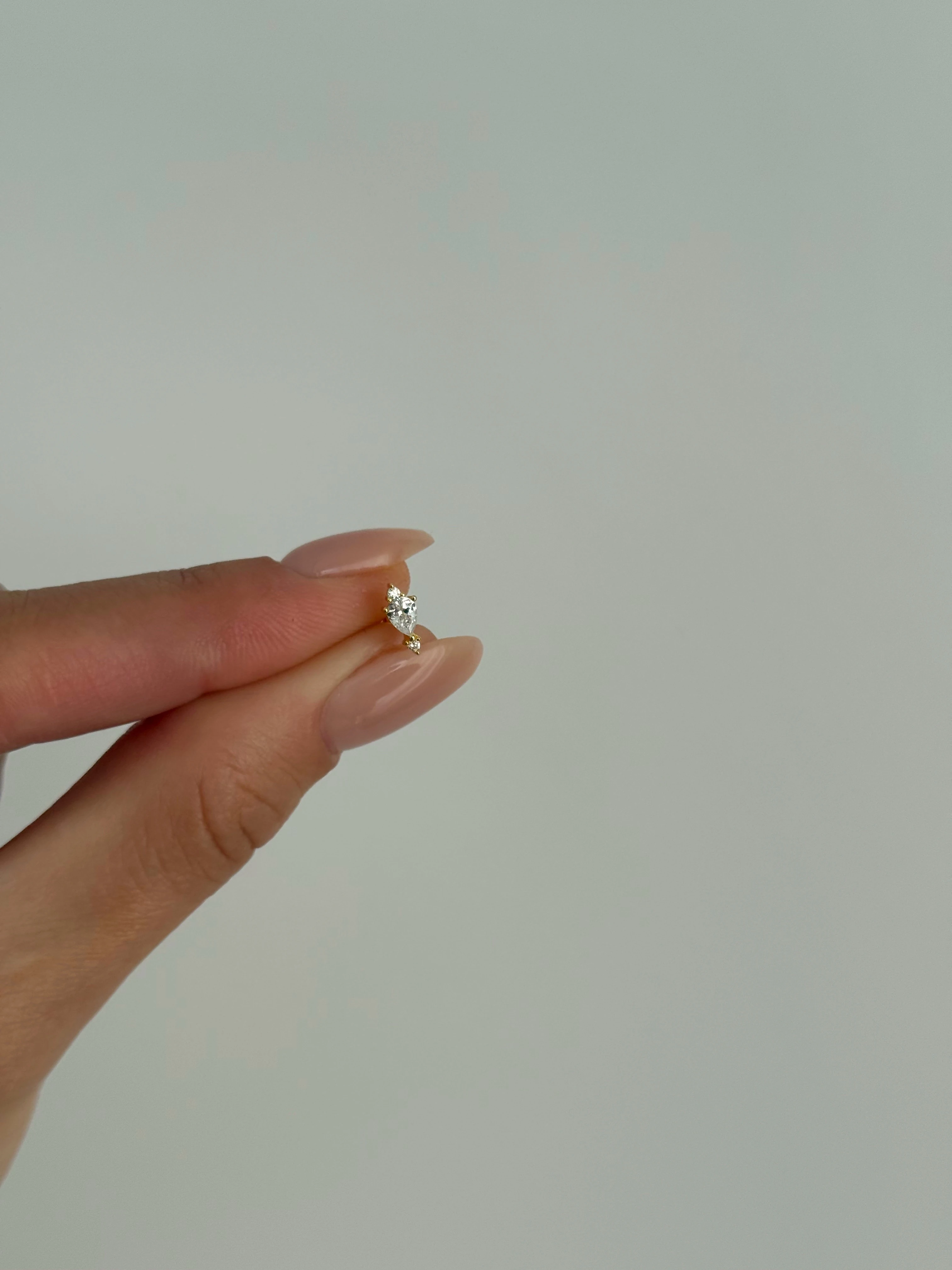 925 Gümüş Damla Taş Detaylı Piercing 