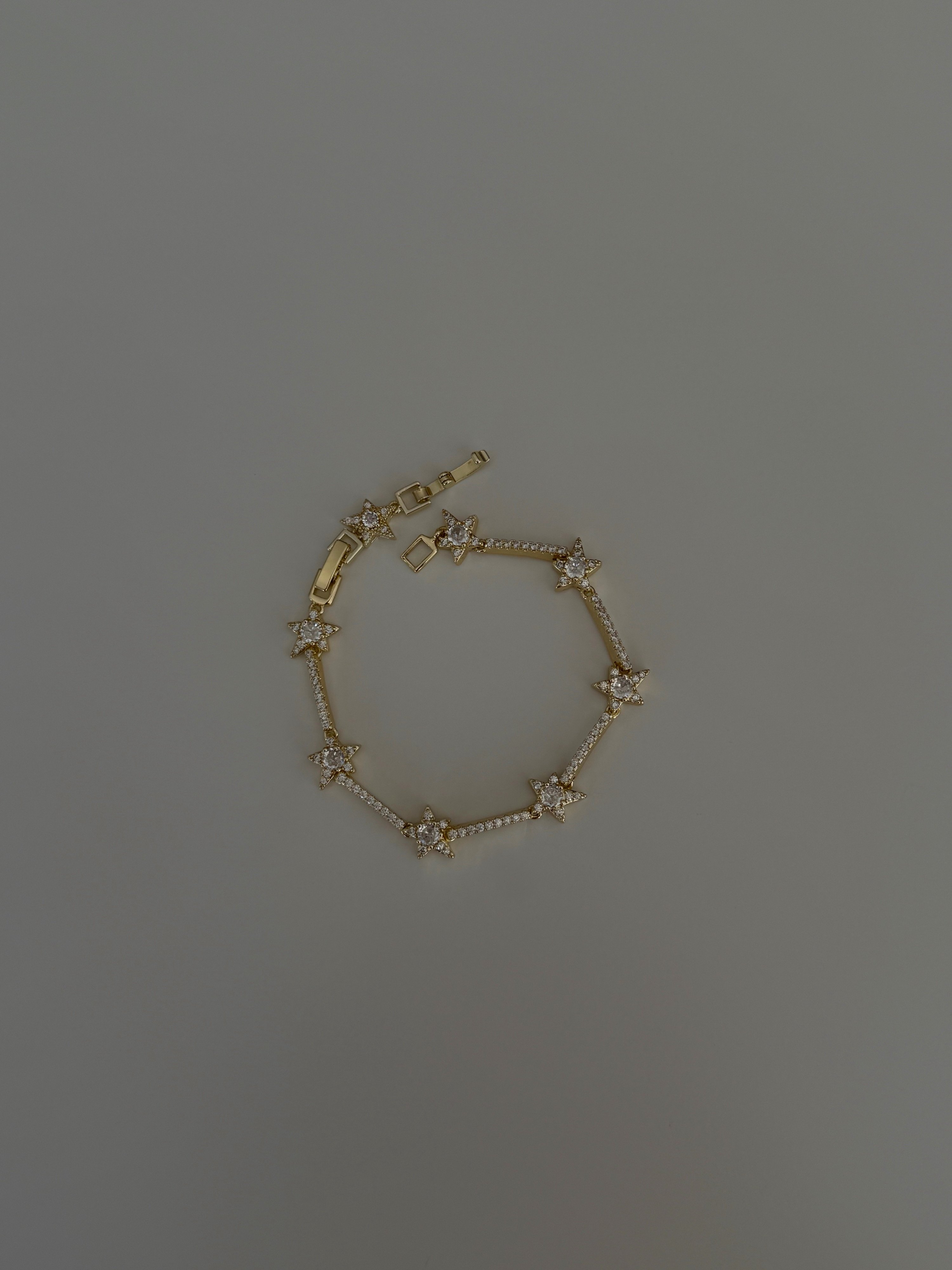 Su Yolu Detaylı Yıldız Bileklik Gold | 14k Vip Kaplama