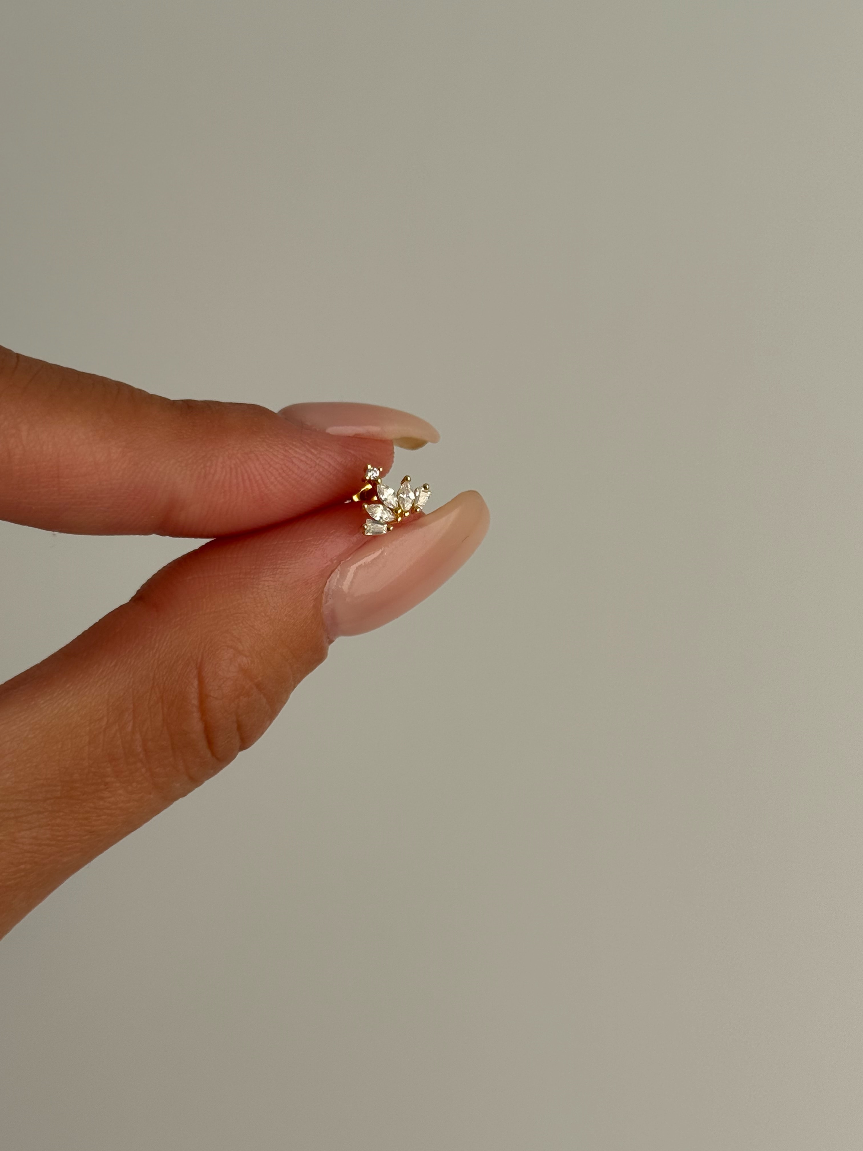 925 Gümüş Basic Taş Detaylı Piercing